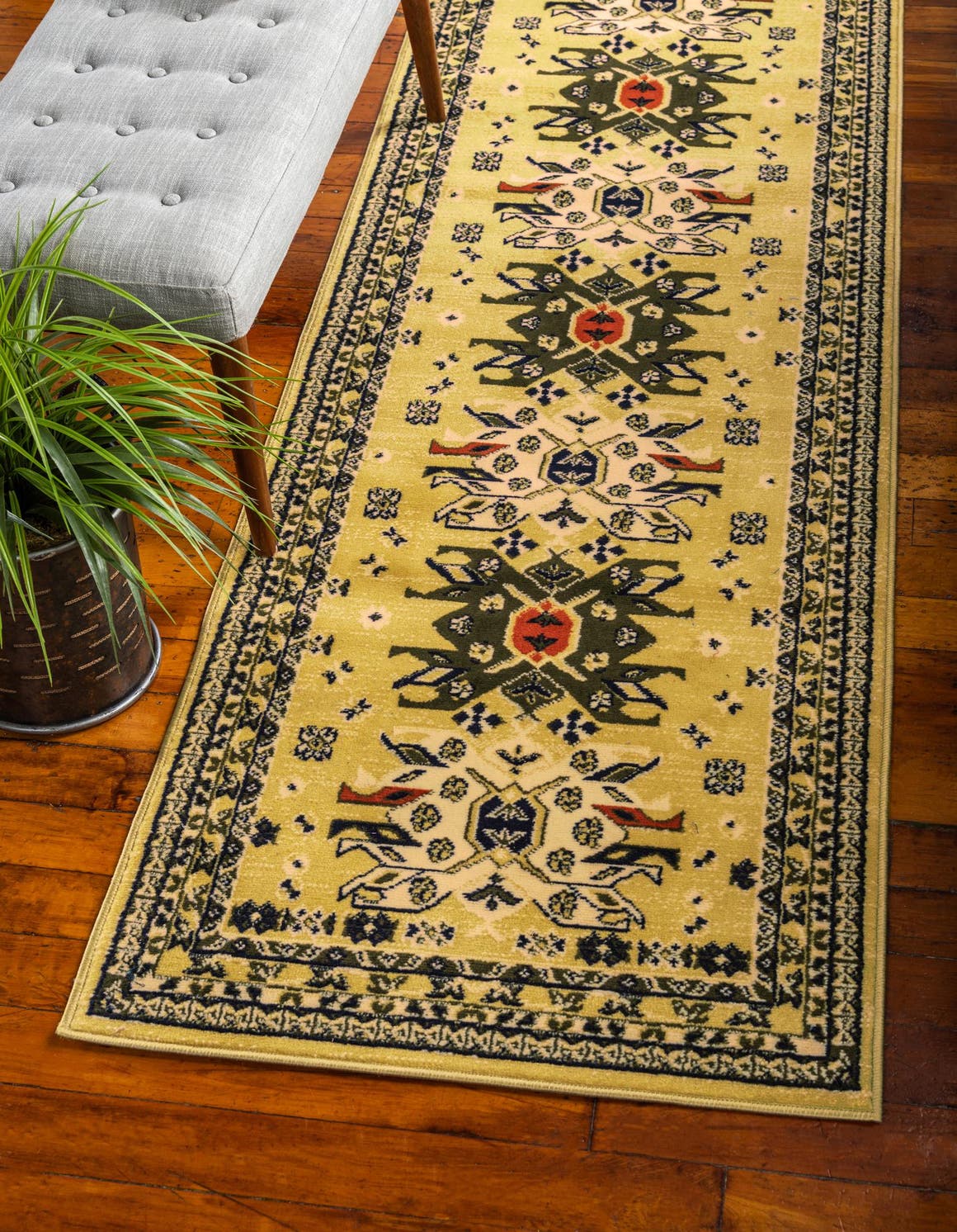 Cream 3' x 16' 5 Heriz Design Runner Rug eSaleRugs