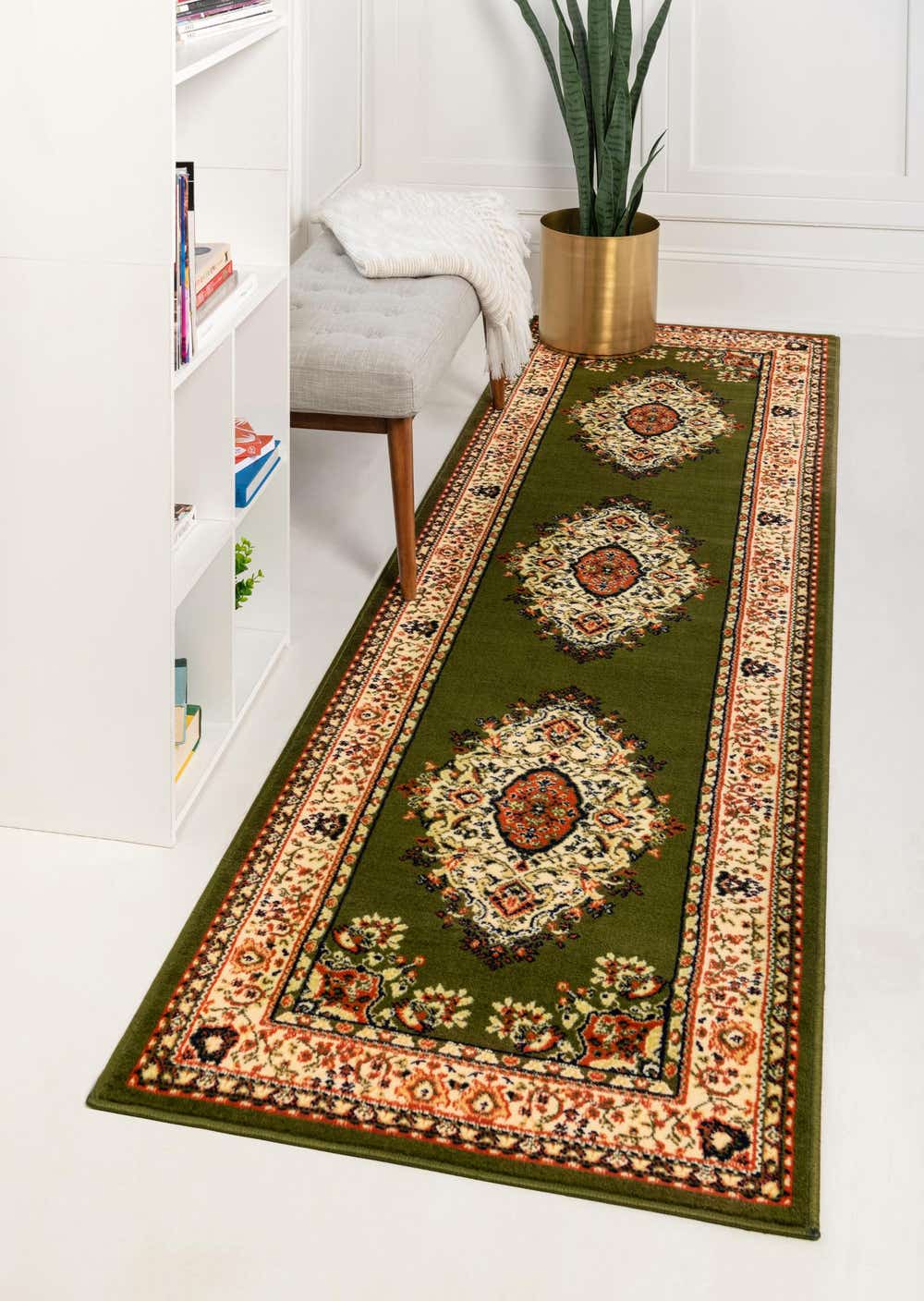 Green 3' x 16' 5 Mashad Design Runner Rug eSaleRugs
