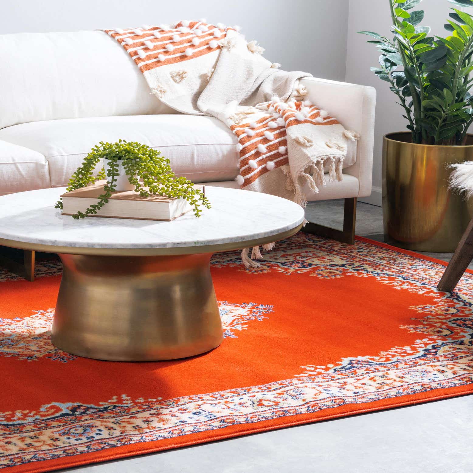 Terracotta 5' x 8' Mashad Design Rug eSaleRugs