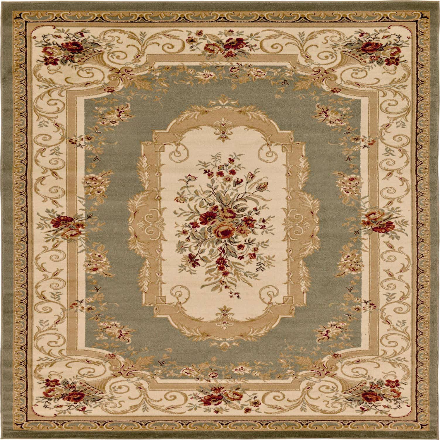 Green 9' x 12' 2 Classic Aubusson Rug eSaleRugs
