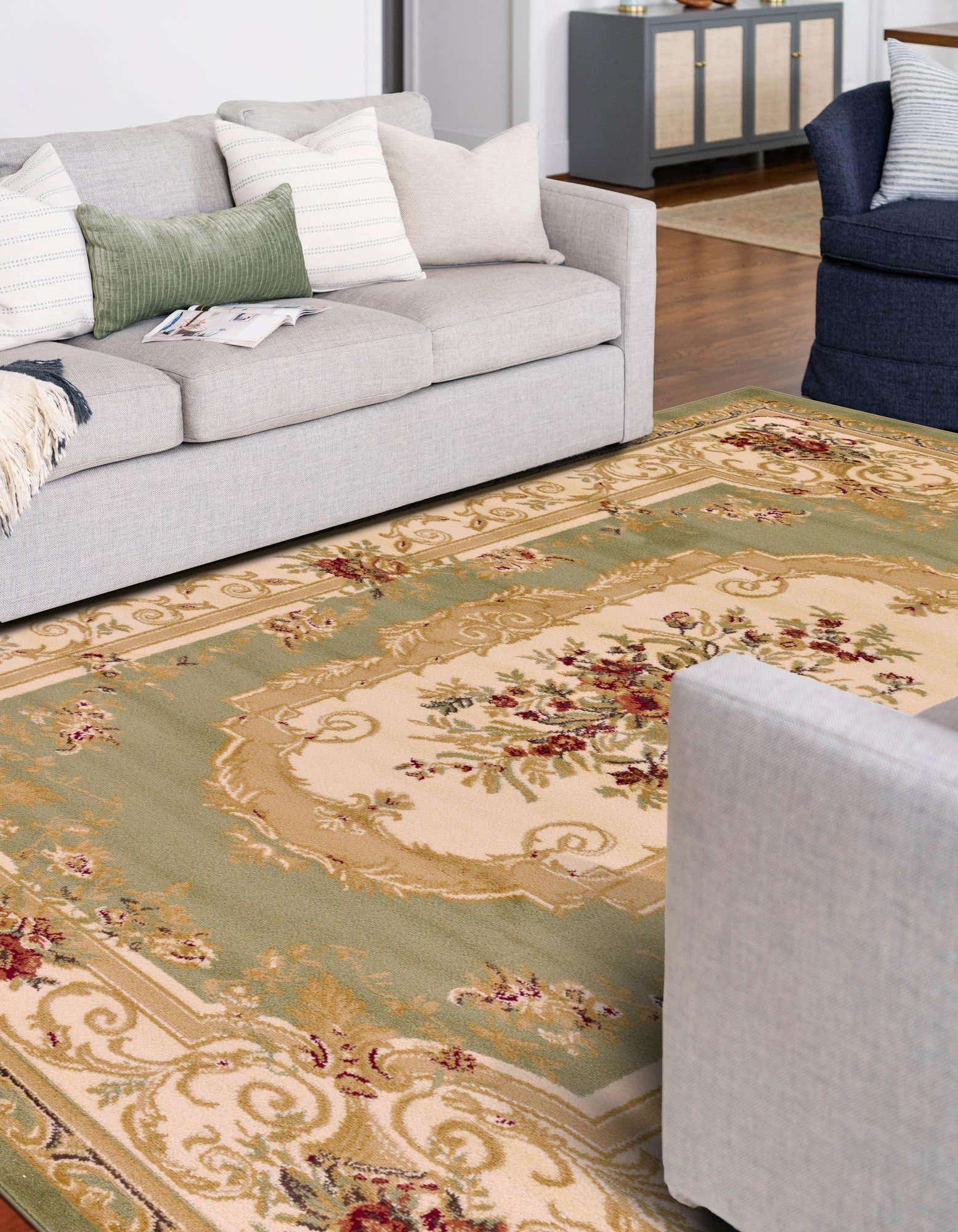 Green 7' x 10' Classic Aubusson Rug eSaleRugs