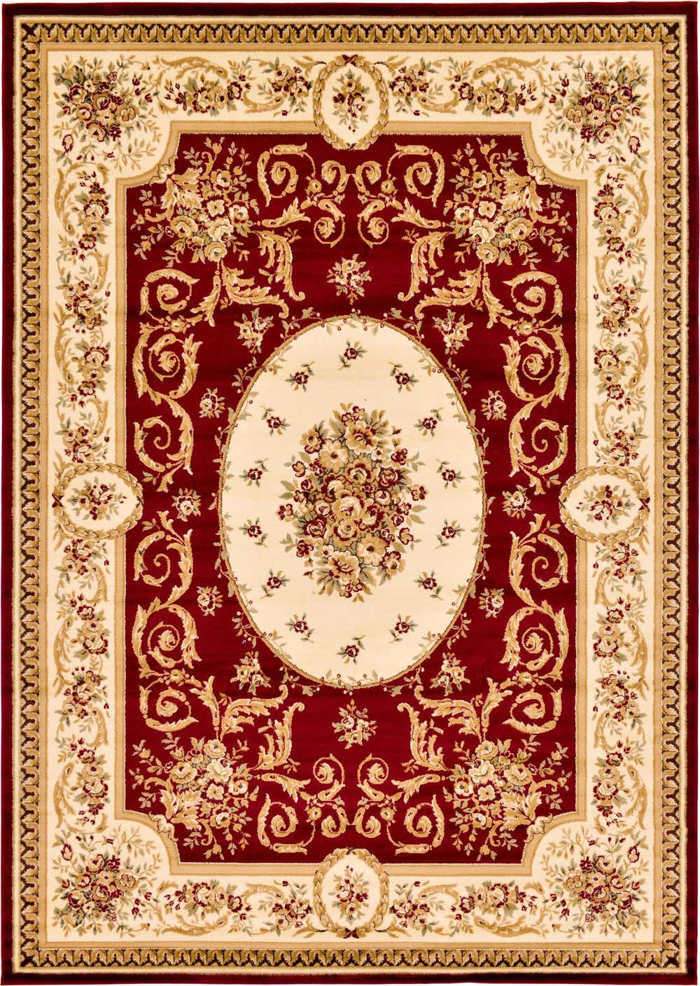Red 9' x 12' Classic Aubusson Rug eSaleRugs