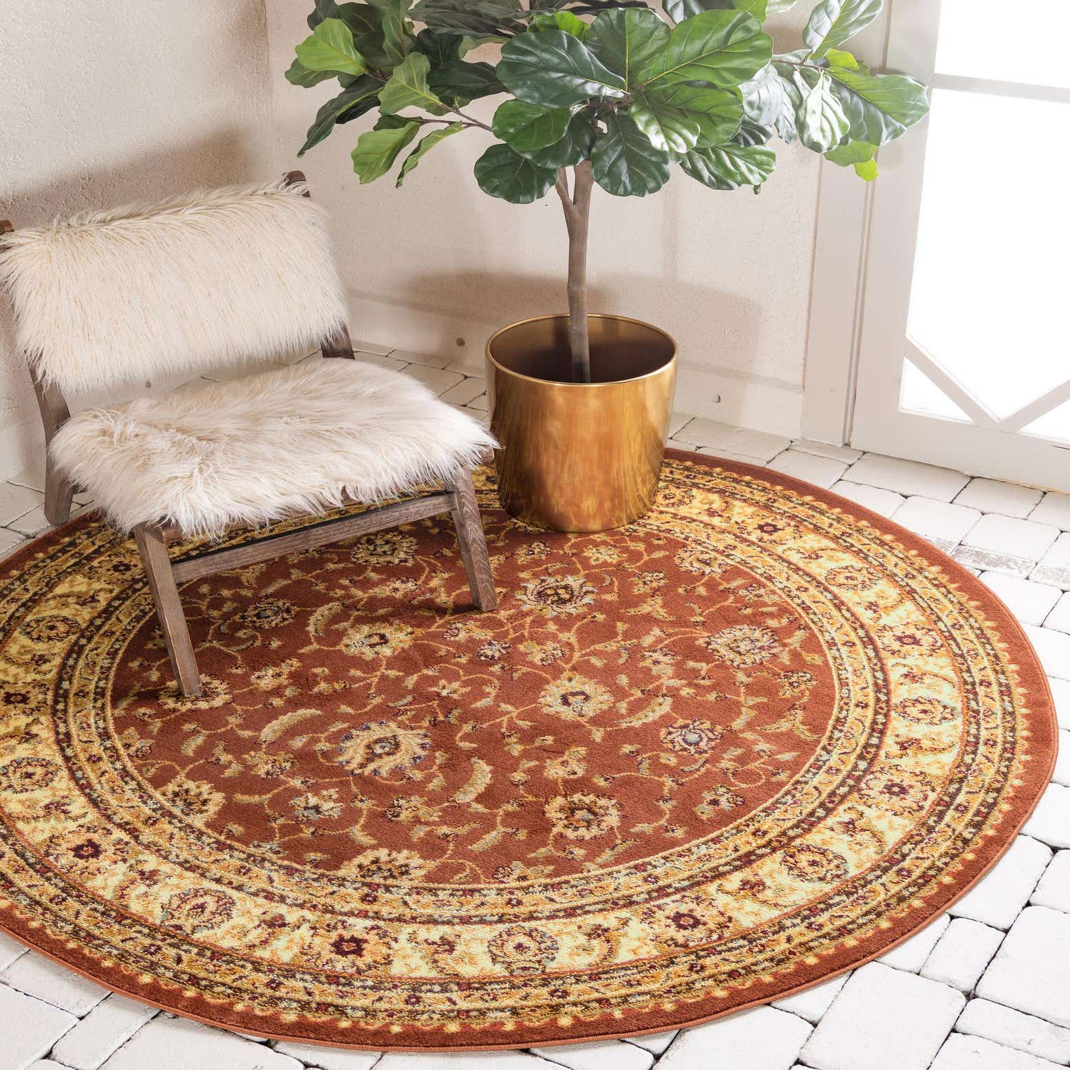 Brick Red 6' x 6' Aditi Round Rug