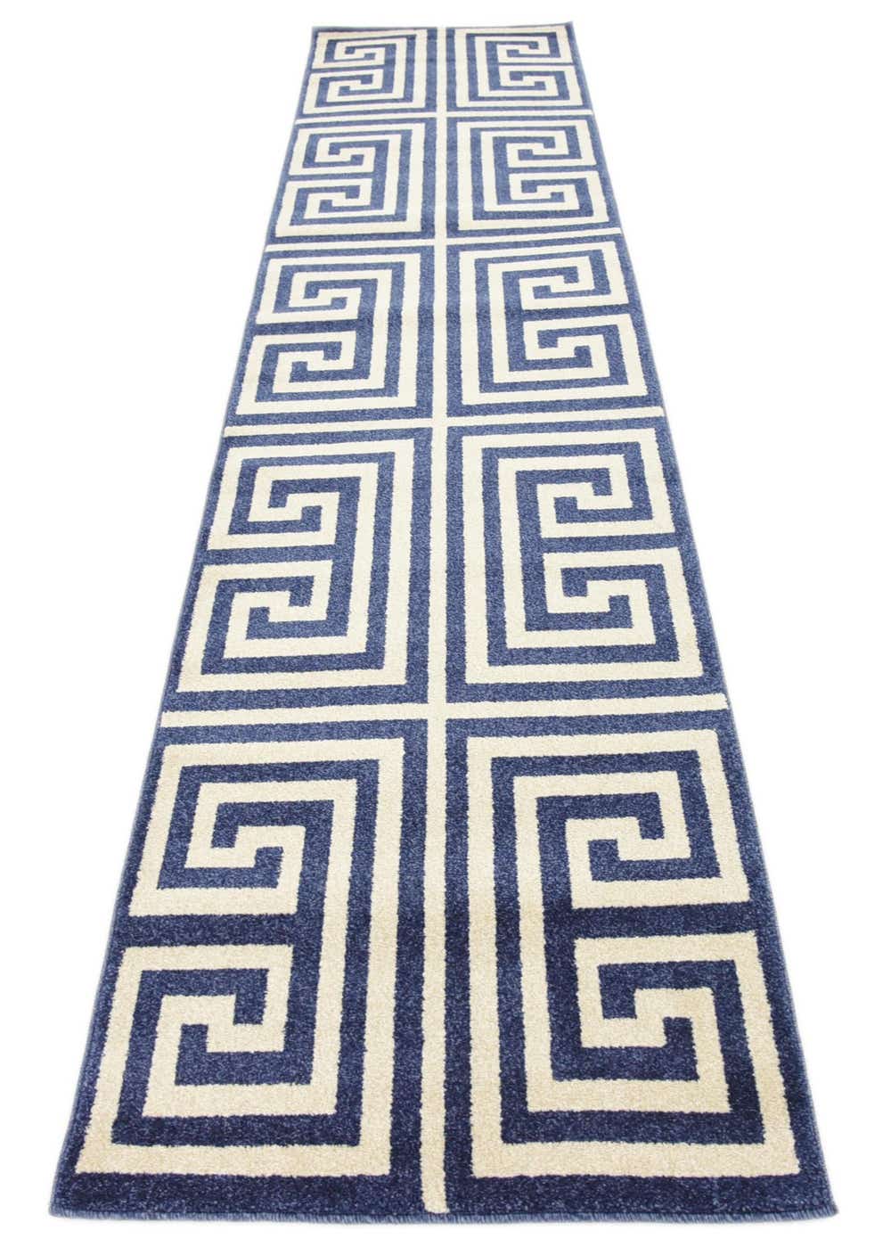 Navy Blue 2' 7 x 10' Greek Key Runner Rug eSaleRugs