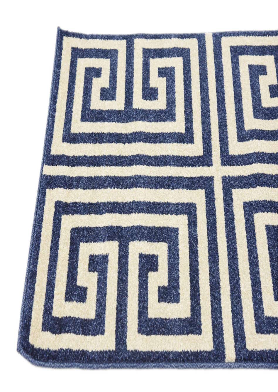 Navy Blue 2' 7 x 10' Greek Key Runner Rug eSaleRugs