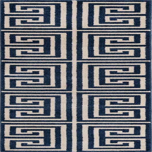 Navy Blue 2' 7 x 10' Greek Key Runner Rug eSaleRugs