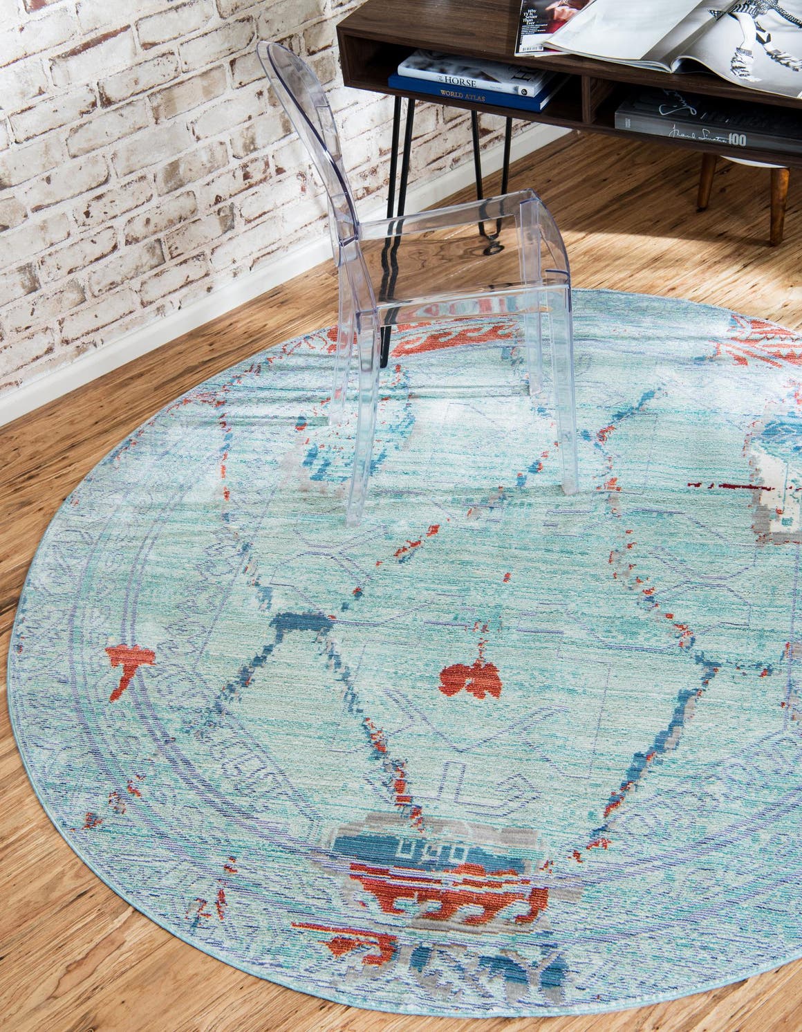 Light Blue 6' x 6' Aqua Round Rug eSaleRugs