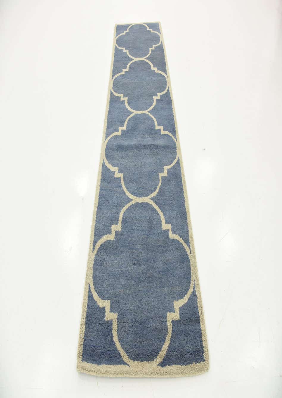 Blue 80cm x 300cm Trellis Runner Rug AU Rugs