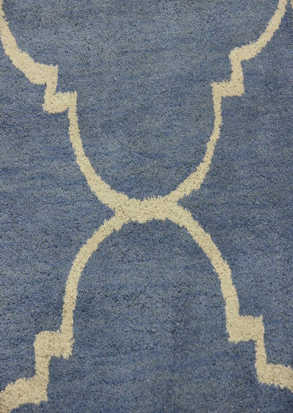 Blue 80cm x 300cm Trellis Runner Rug AU Rugs