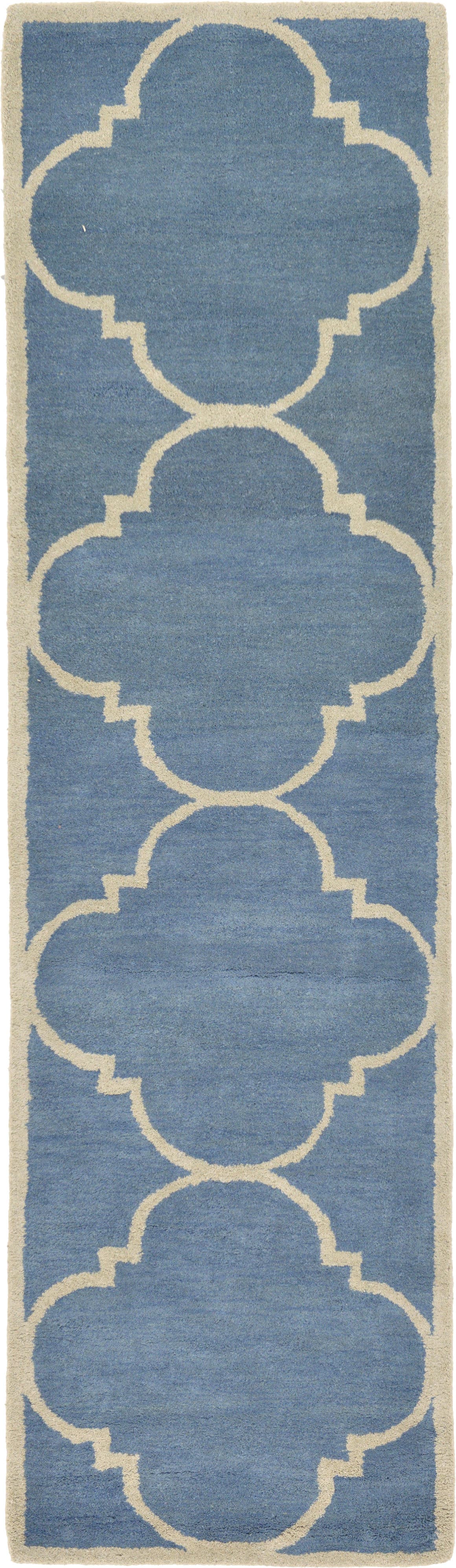 Blue 80cm x 300cm Trellis Runner Rug AU Rugs