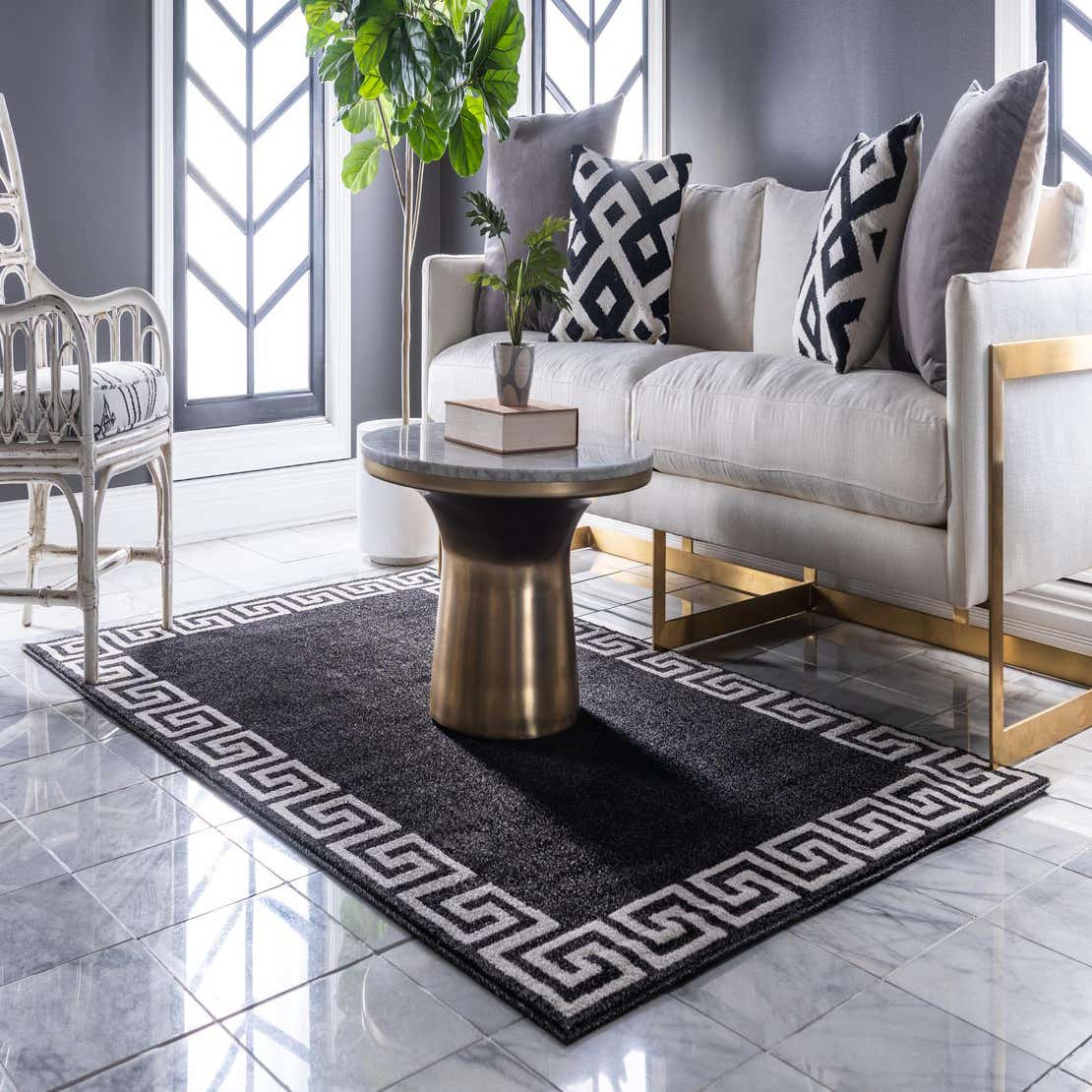 Charcoal 9' x 12' Greek Key Rug eSaleRugs