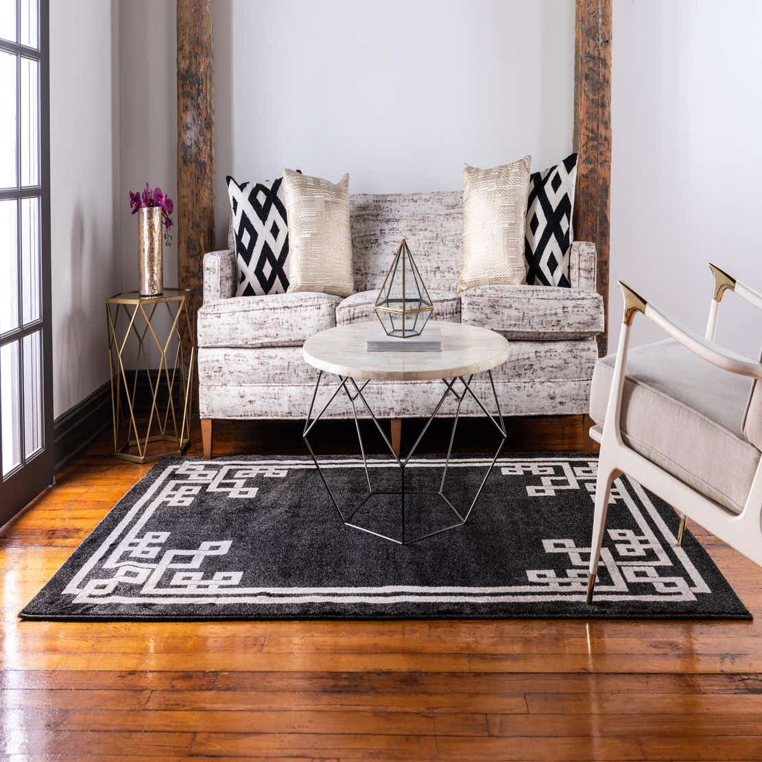 Black 5' x 8' Greek Key Rug eSaleRugs