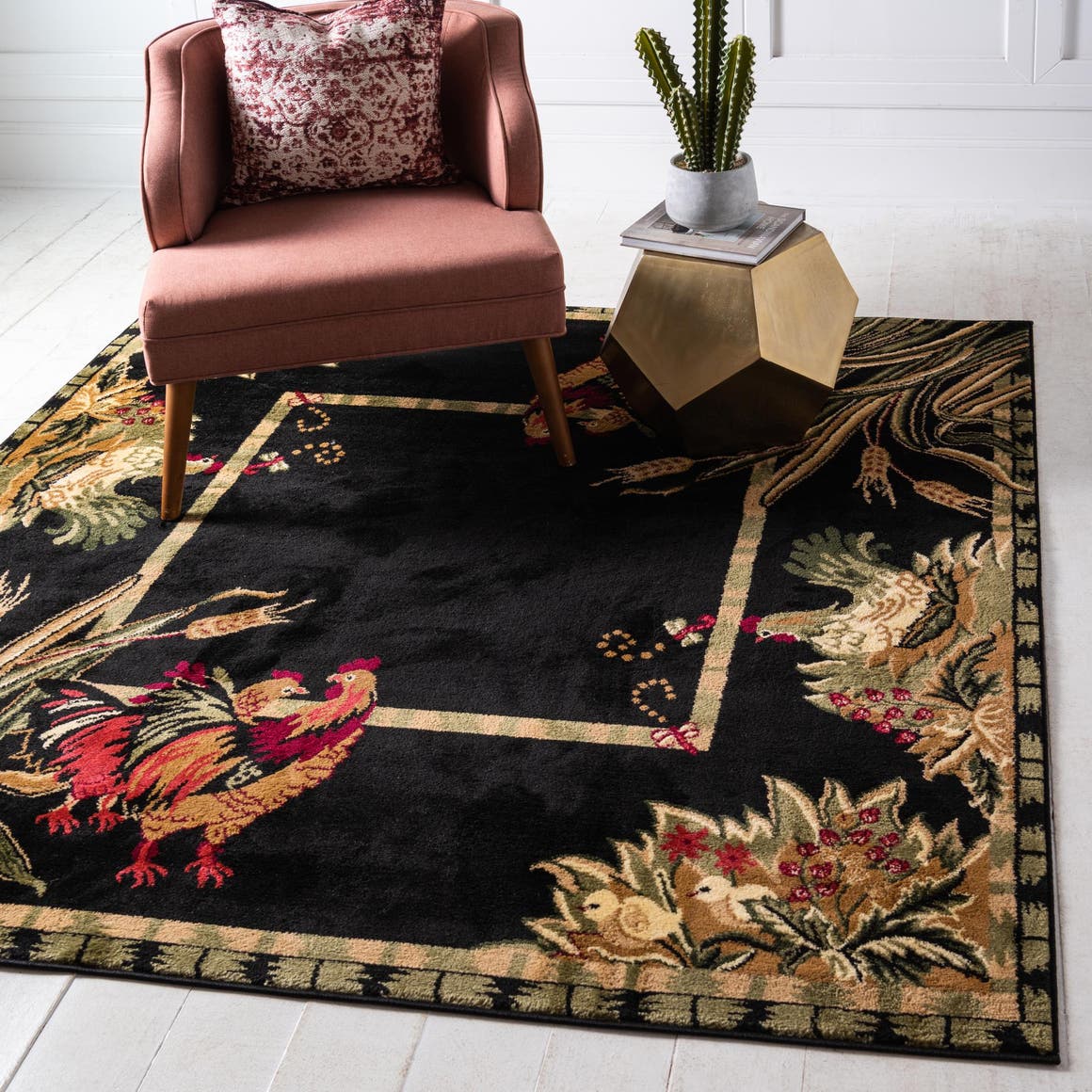 Black 5' x 5' Pastoral Square Rug