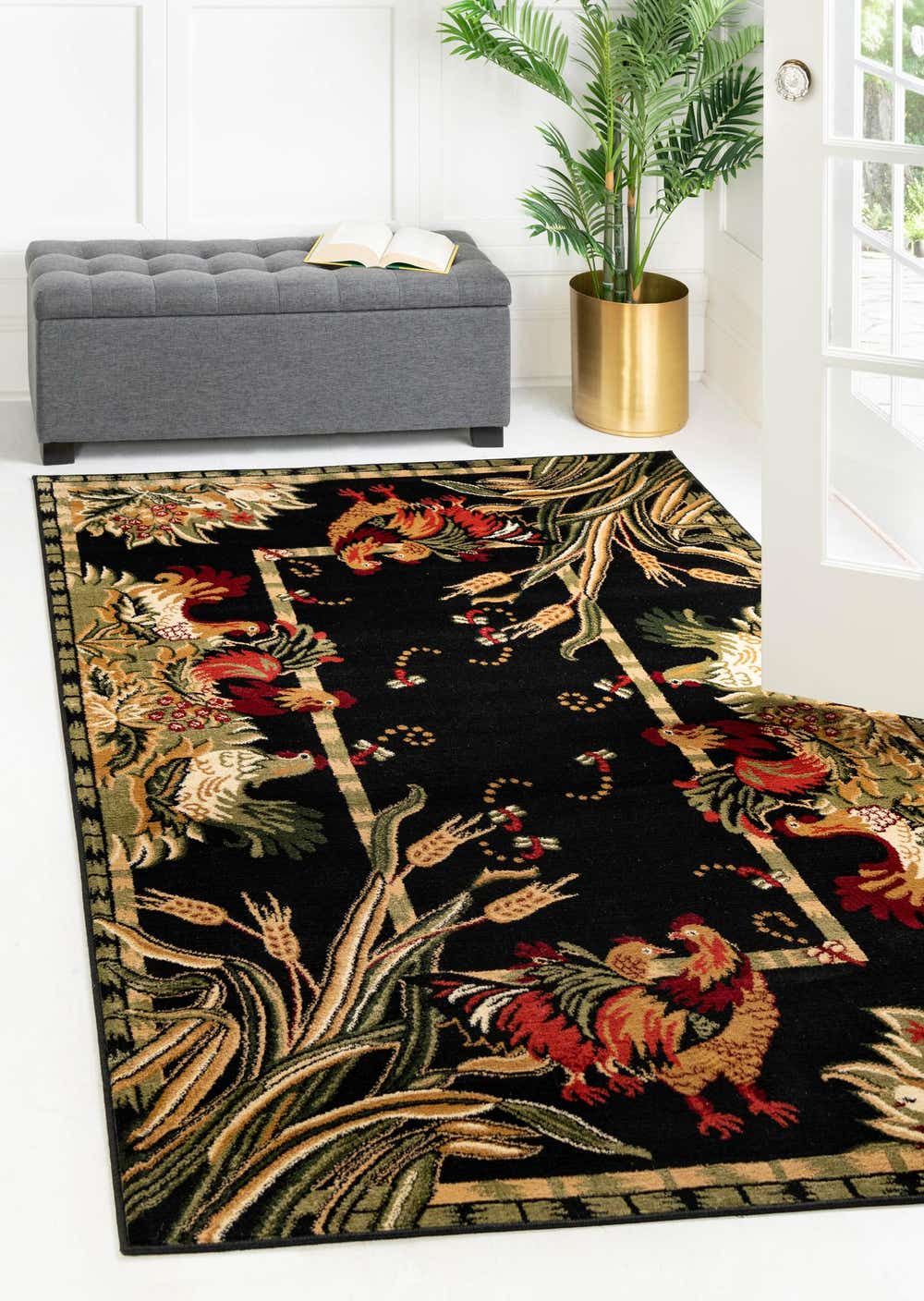 Black 9' x 12' Pastoral Rug