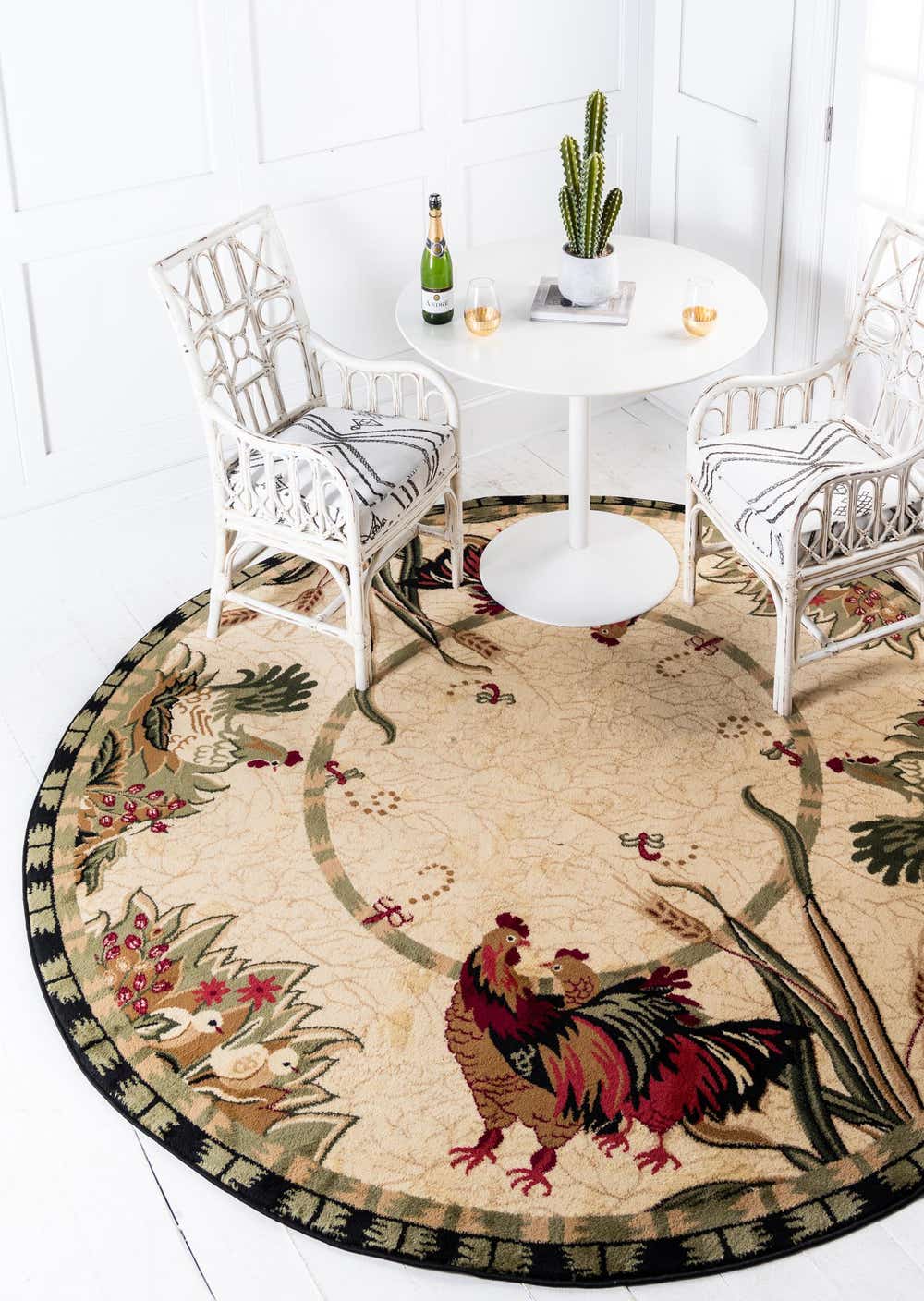 Cream 3' 3 x 3' 3 Pastoral Round Rug
