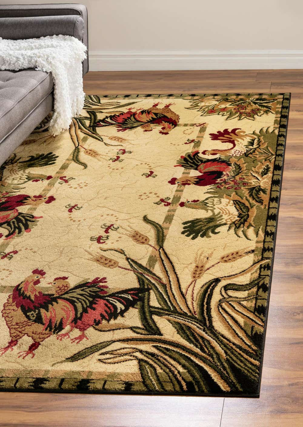 Cream 10' x 14' Pastoral Rug