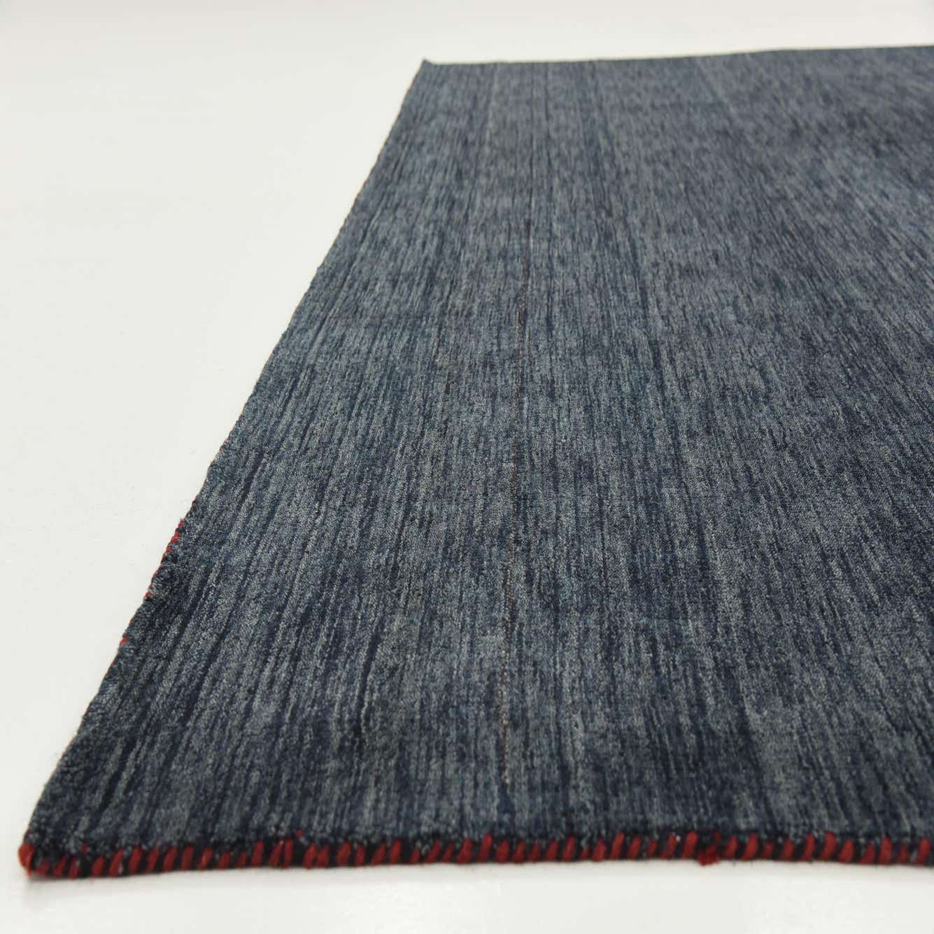Navy Blue 9' 10 x 13' Hand Knotted Solid Gabbeh Wool Rug eSaleRugs