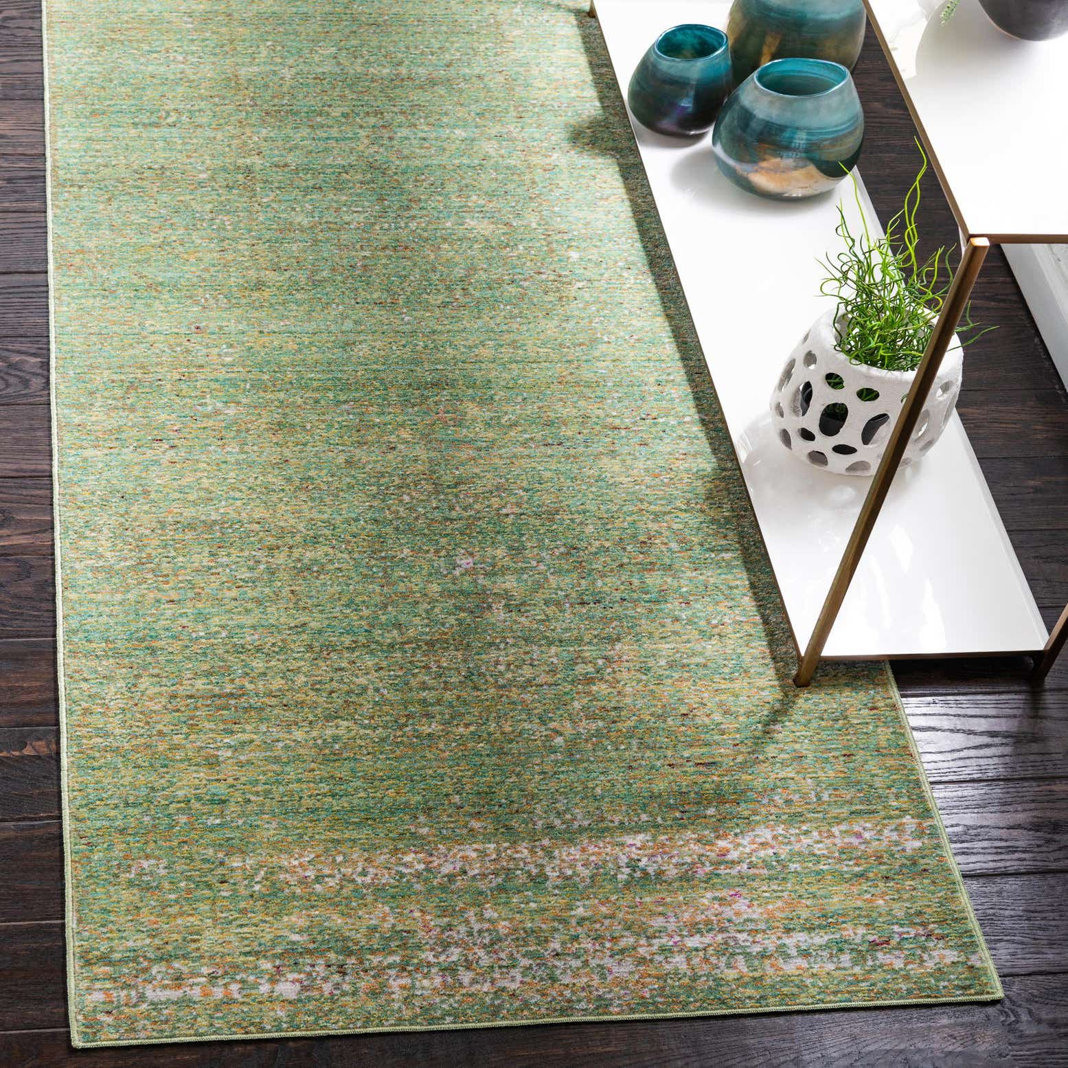 Green 80cm x 300cm Aqua Runner Rug iRugs CH