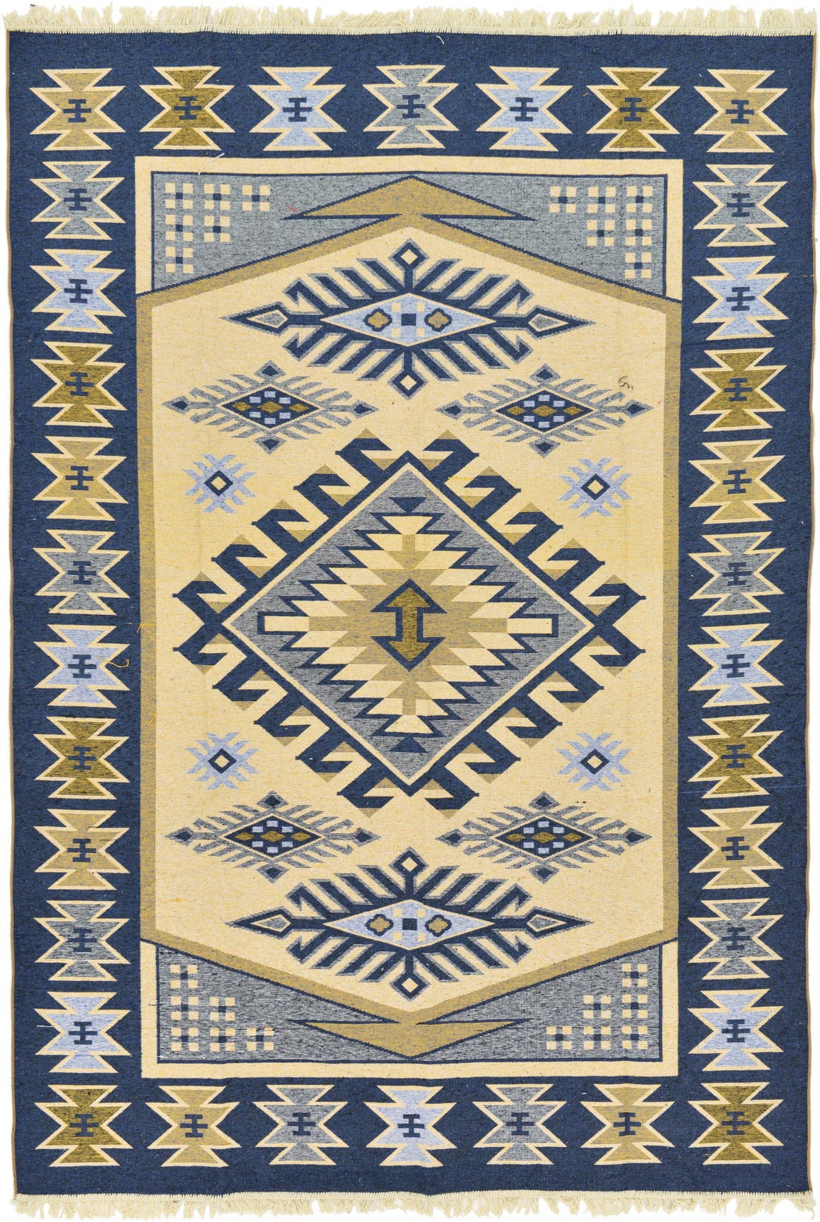 Cream 6' 6 x 9' 4 Kilim Dhurrie Rug eSaleRugs