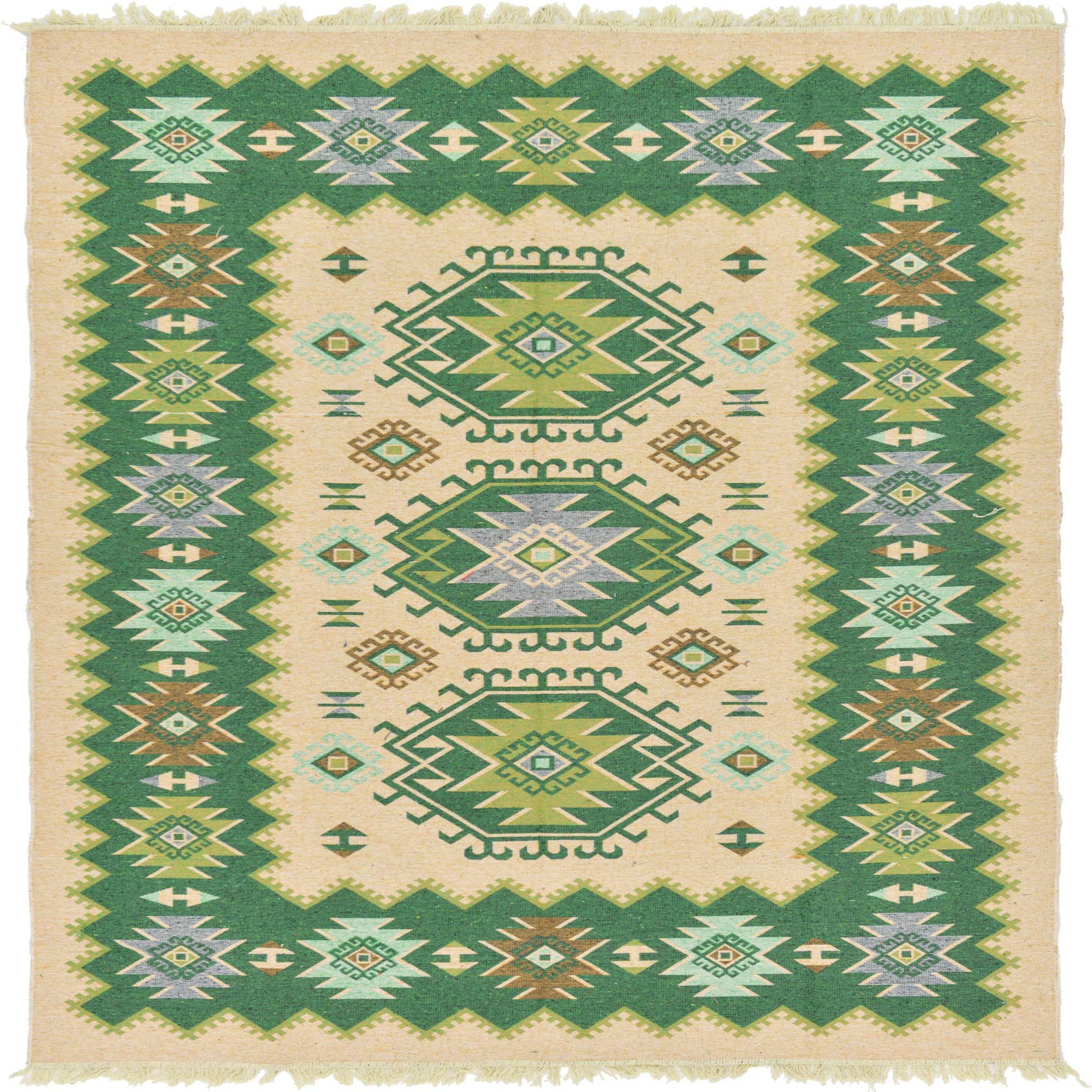 Cream 6' 6 x 9' 6 Kilim Dhurrie Rug eSaleRugs