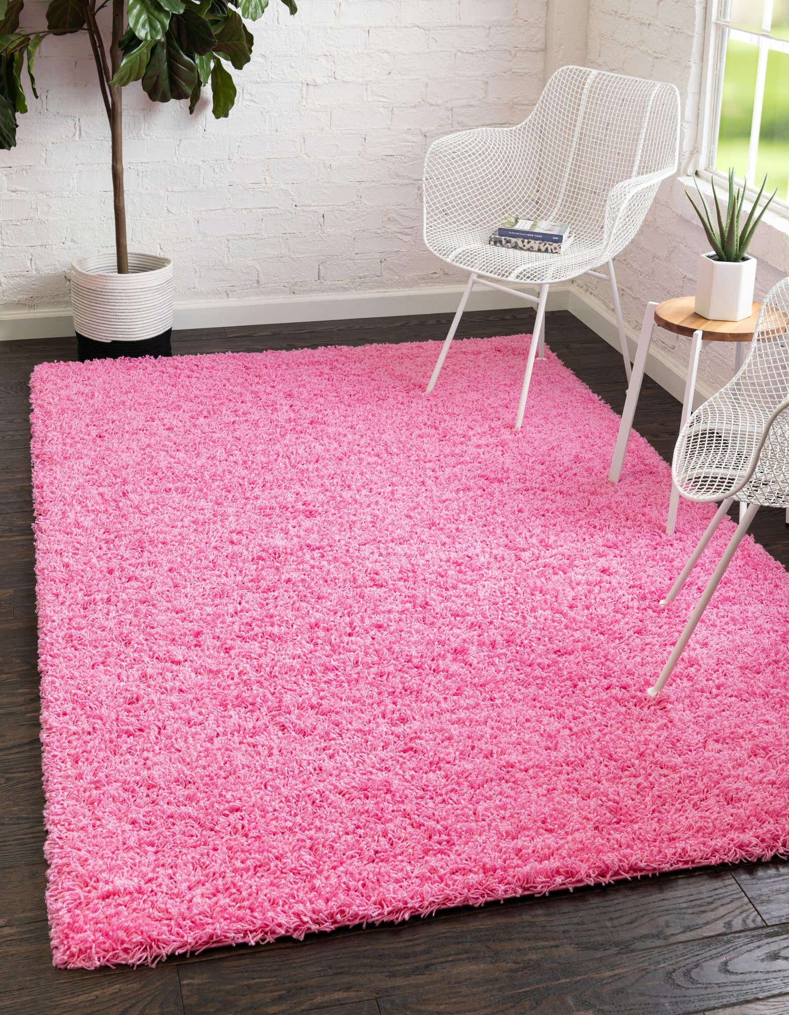 Taffy Pink 5' x 8' Solid Shag Rug eSaleRugs
