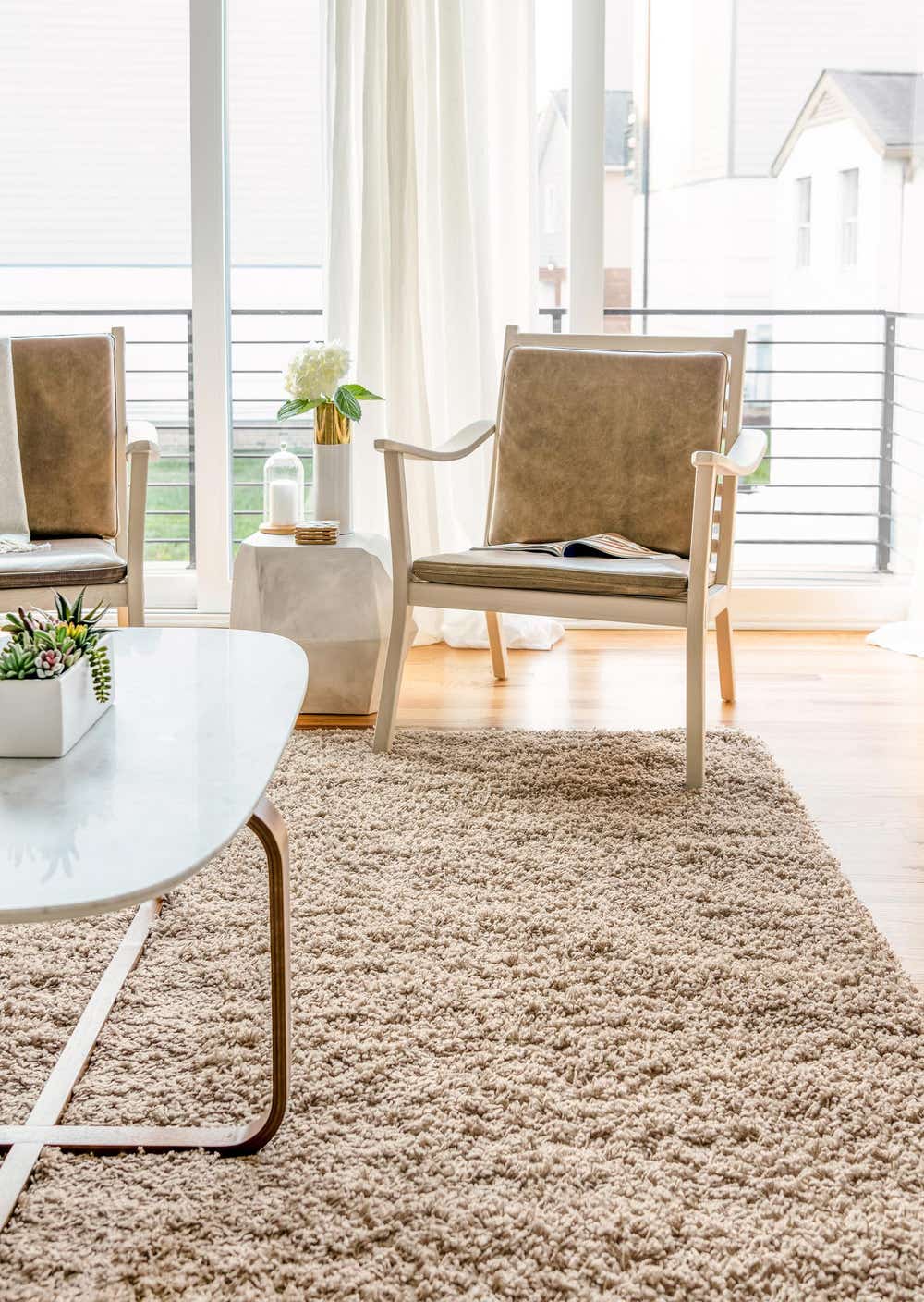 Taupe 4' x 6' Solid Shag Rug eSaleRugs