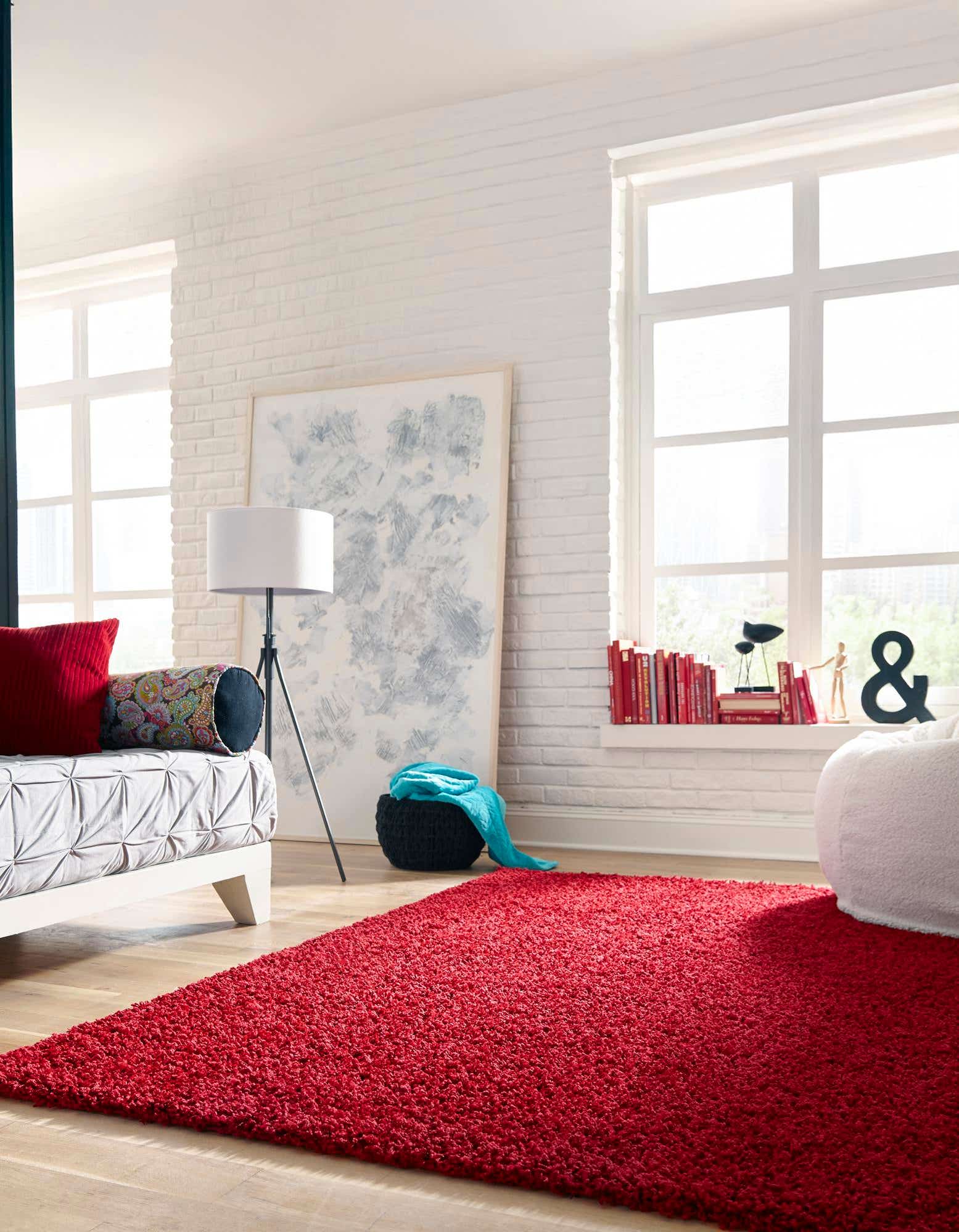 Cherry Red 8' x 10' Solid Shag Rug eSaleRugs