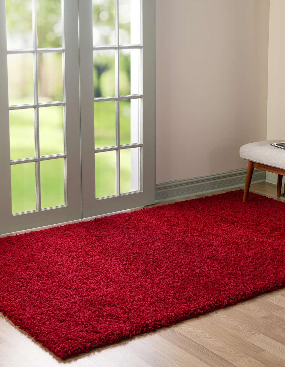 Cherry Red 7' x 10' Solid Shag Rug | Rugs.com