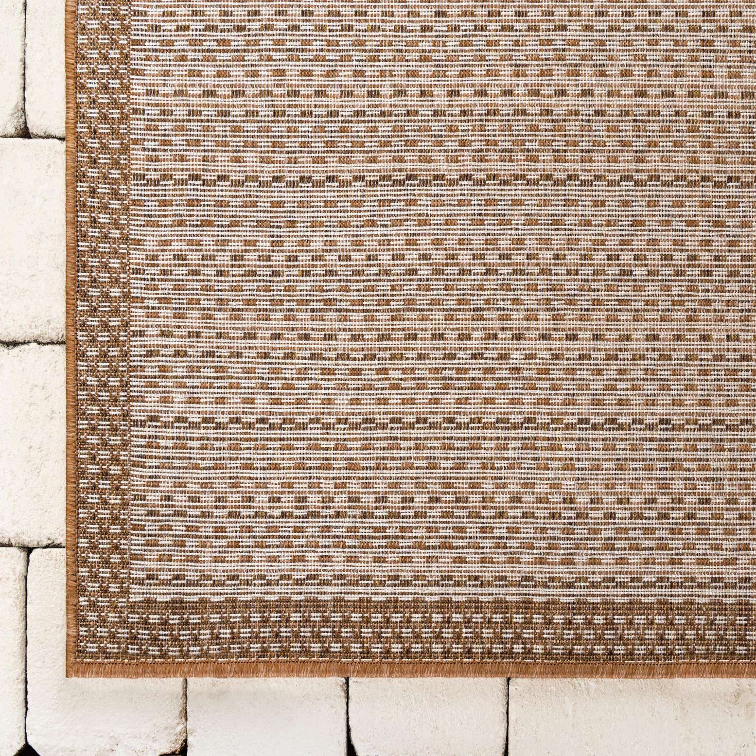 Light Brown 9' x 12' Outdoor Border Indoor / Outdoor Rug eSaleRugs