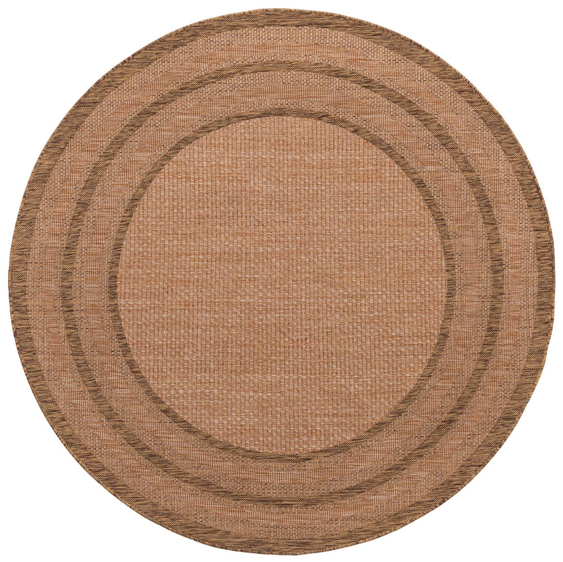 Light Brown 6' x 6' Outdoor Border Round Rug eSaleRugs