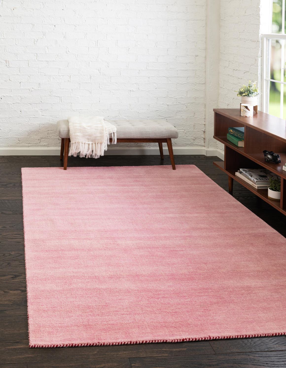 Pink 8' 2 x 11' 6 Solid Gabbeh Rug eSaleRugs
