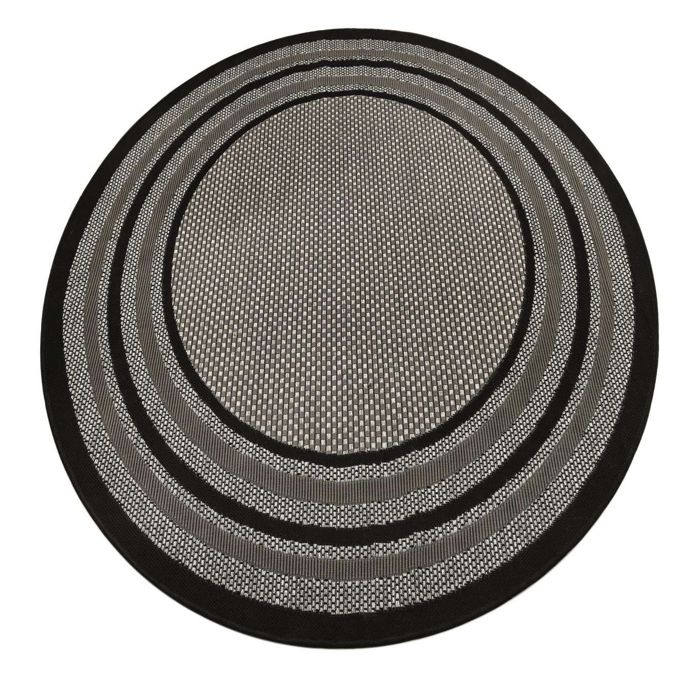 Gray 183cm x 183cm Outdoor Border Round Rug AU Rugs