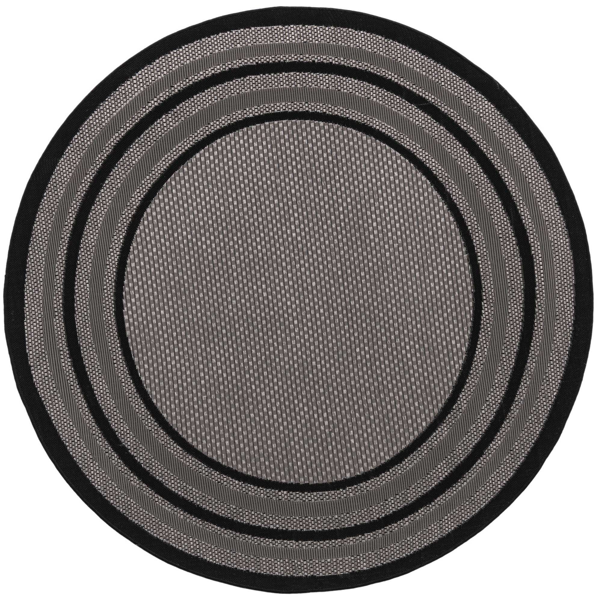 Gray 183cm x 183cm Outdoor Border Round Rug AU Rugs