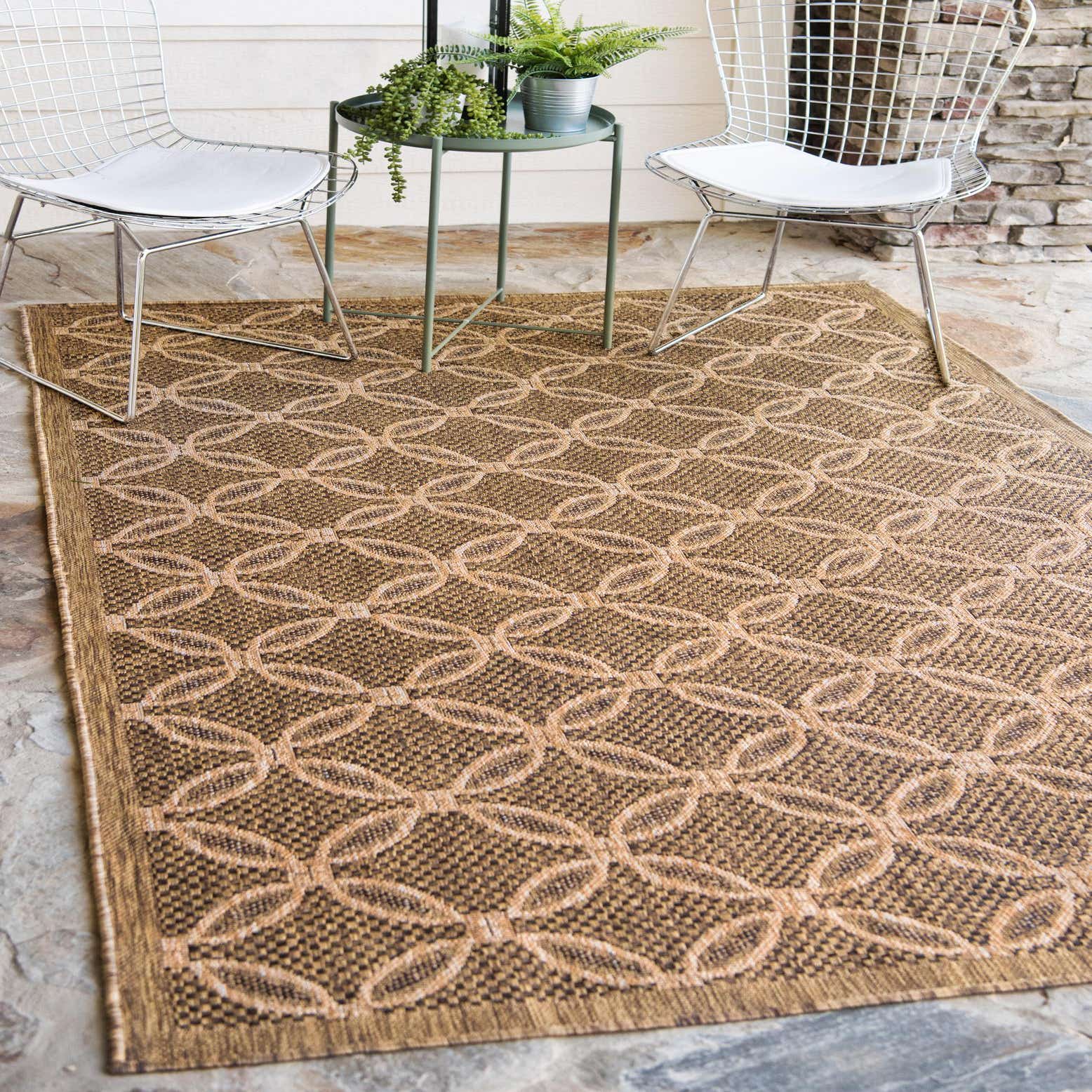 Light Brown 4' x 6' Outdoor Trellis Rug eSaleRugs
