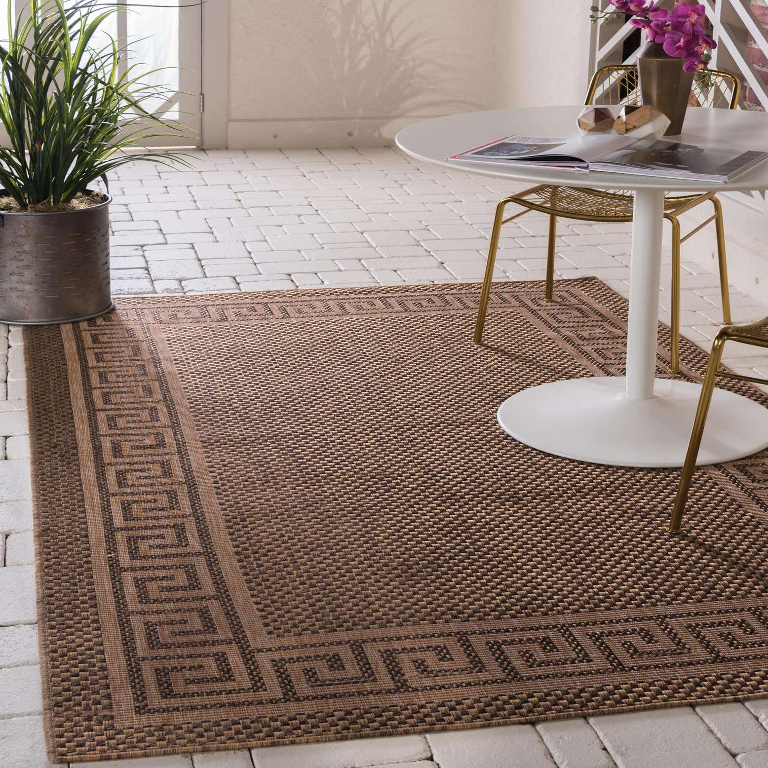 Brown 8' x 11' 4 Outdoor Border Rug