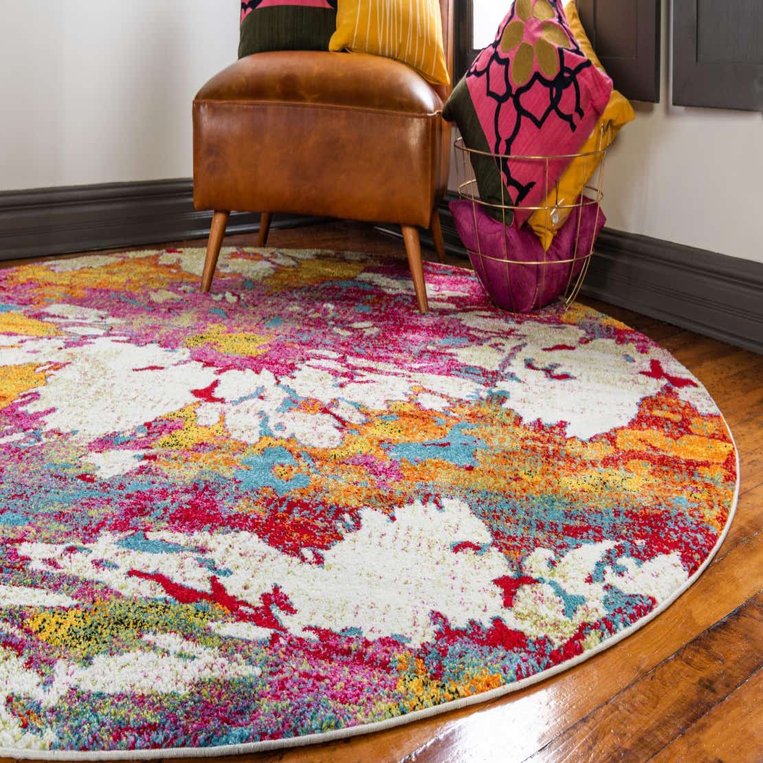 Multicolor 8' x 8' Tuscany Round Rug