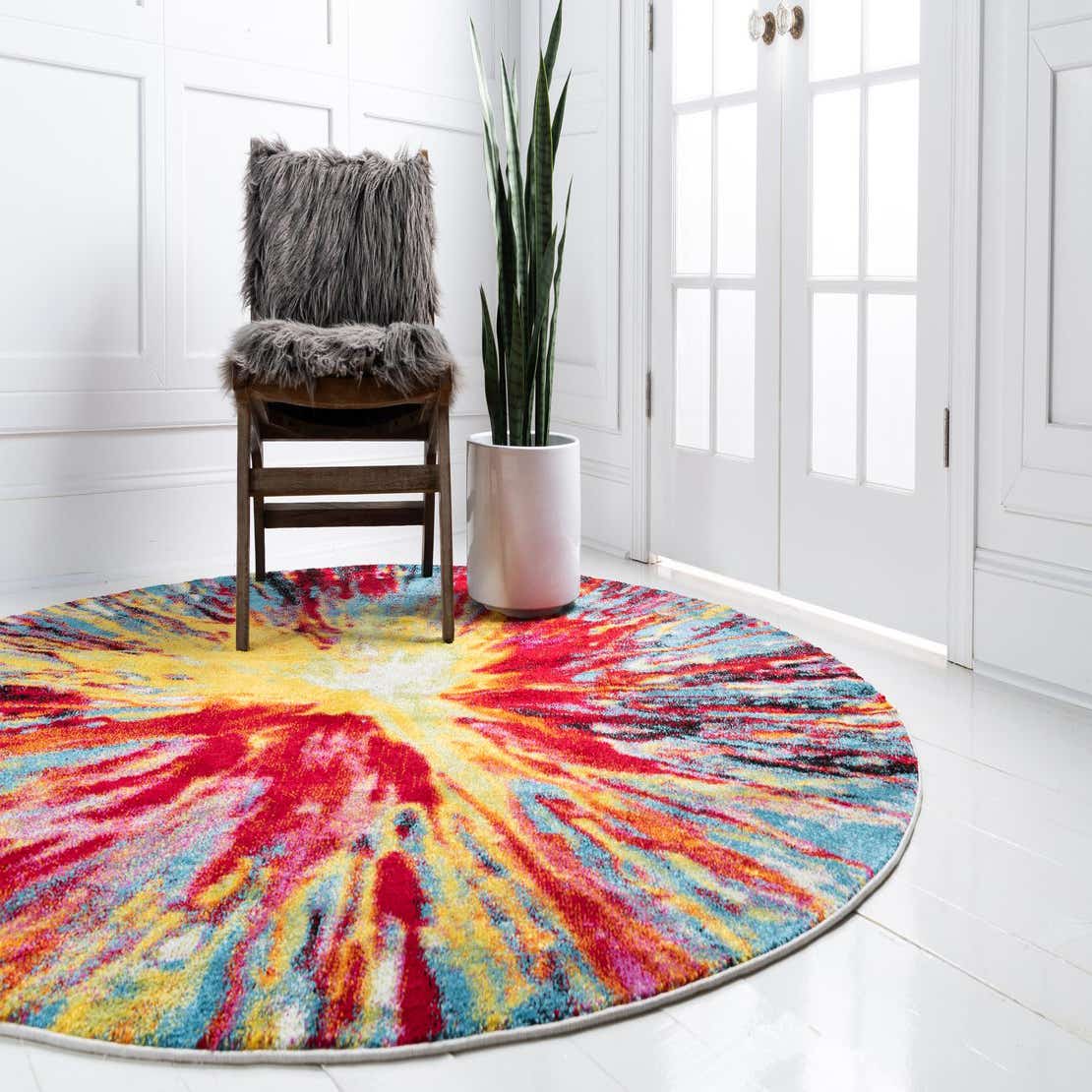Multicolor 6' x 6' Tuscany Round Rug