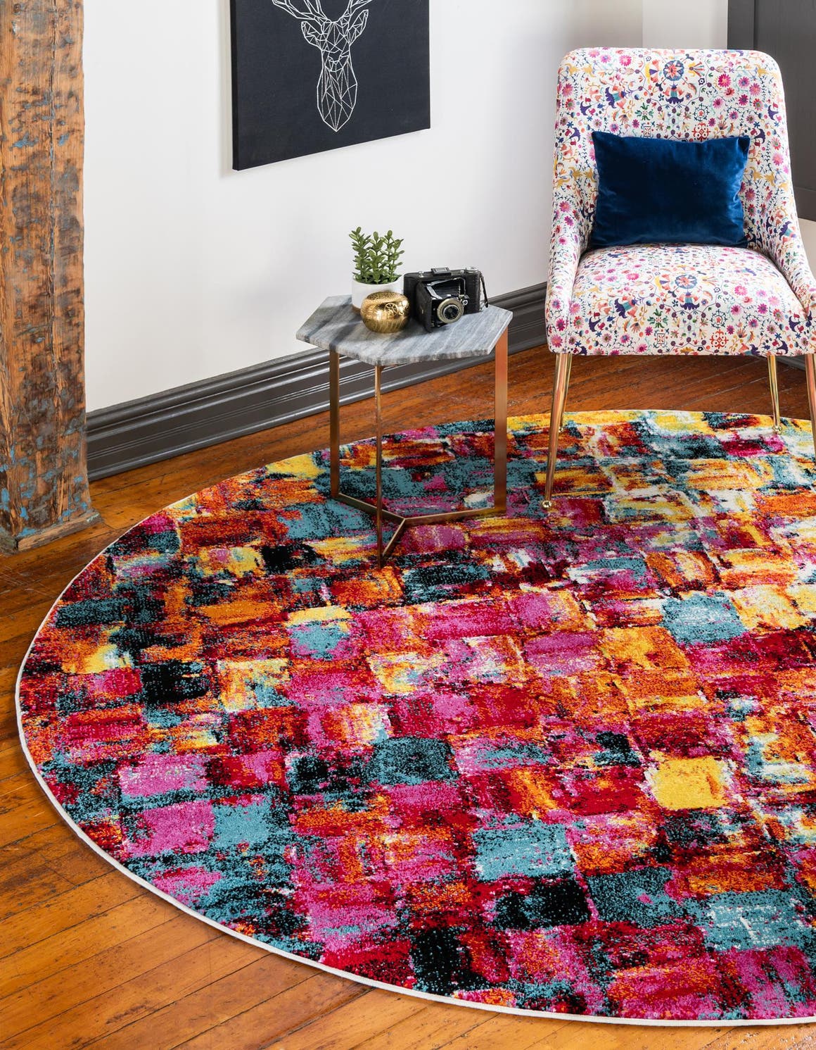 Multicolor 8' x 8' Tuscany Round Rug