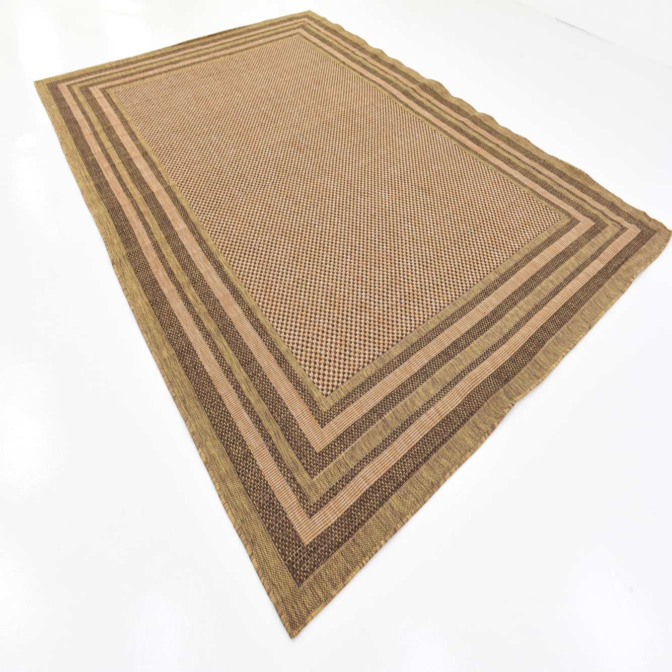 Light Brown 8' x 11' 4 Outdoor Border Rug eSaleRugs
