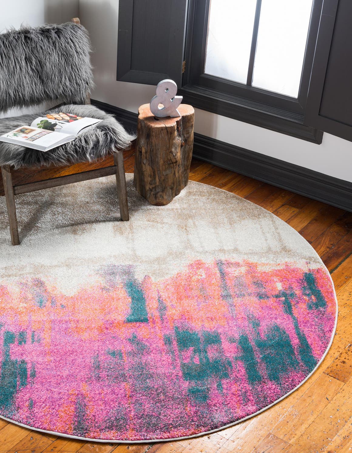 Pink 6' x 6' Aria Round Rug eSaleRugs