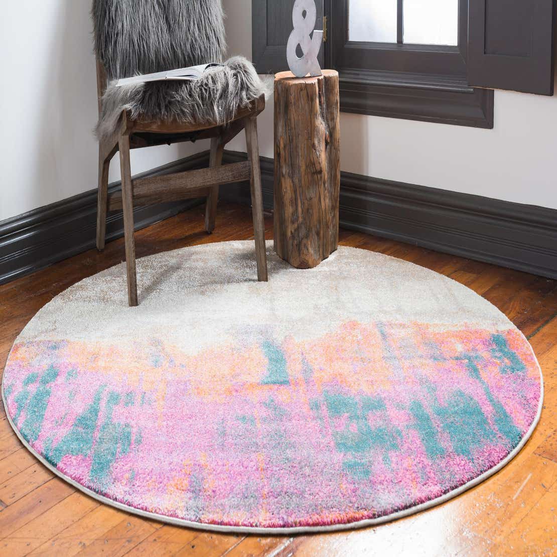 Pink 8' x 8' Delilah Round Rug