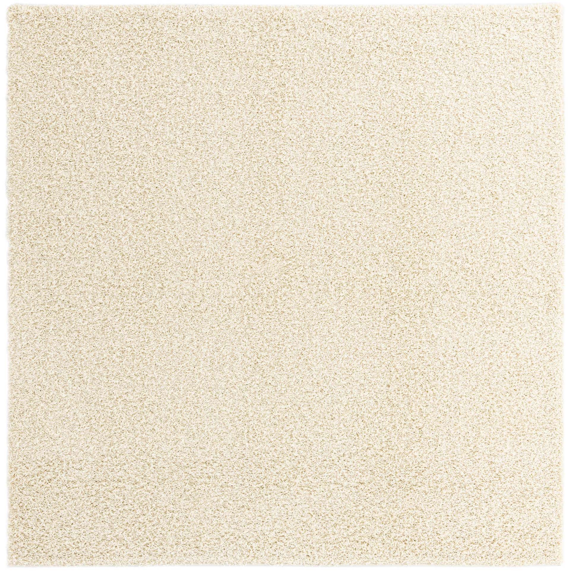Pure Ivory 8' x 8' Solid Shag Square Rug | eSaleRugs