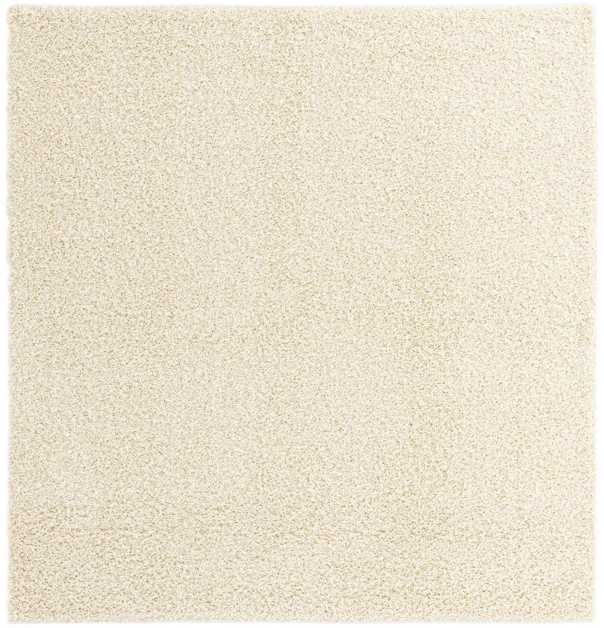 Pure Ivory 8' x 8' Solid Shag Square Rug | eSaleRugs