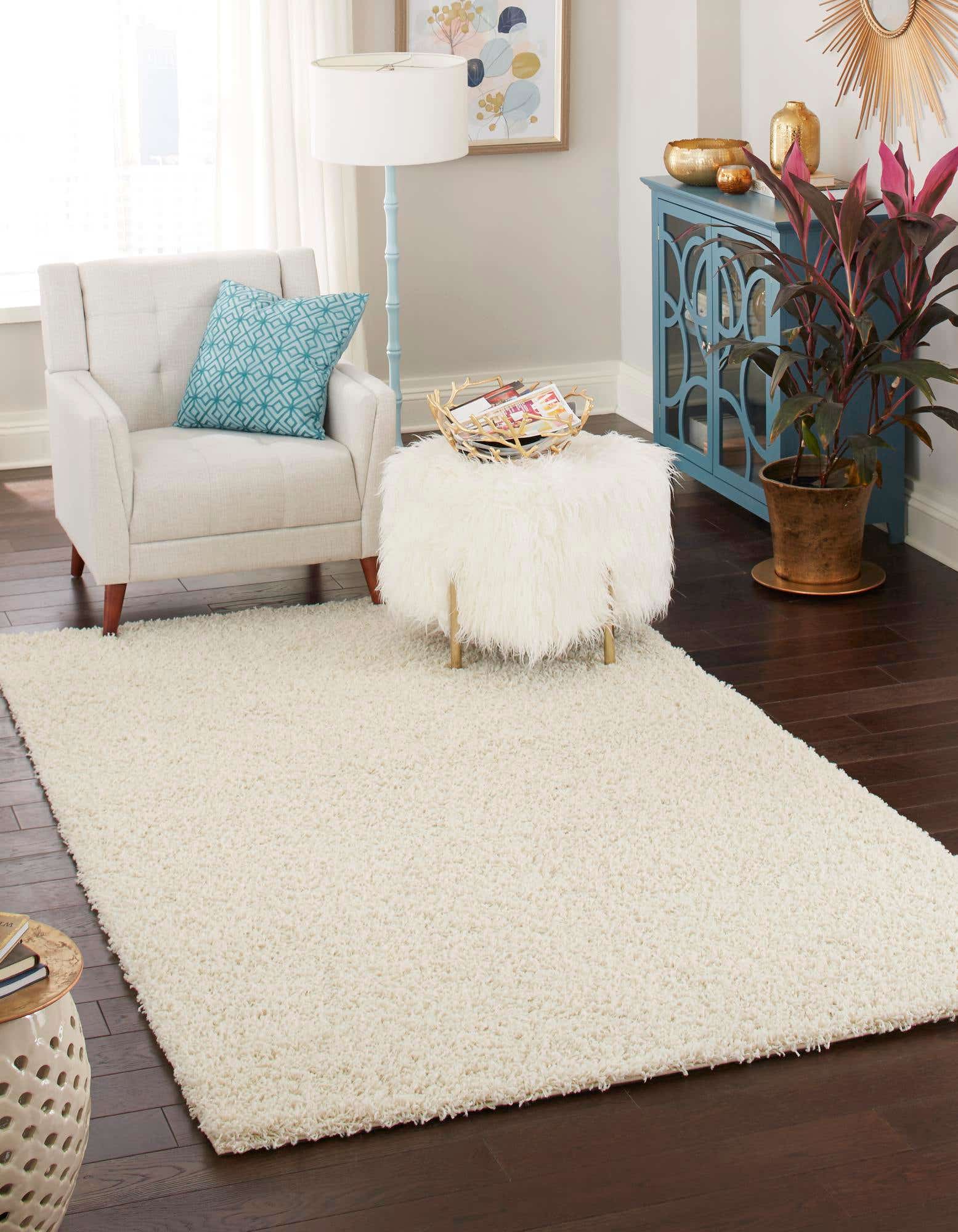 Pure Ivory 8' x 10' Solid Shag Rug | Rugs.com