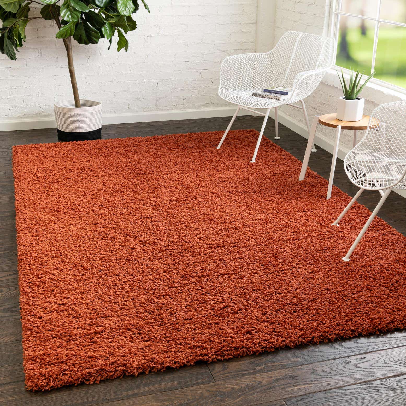 Terracotta 4' x 6' Solid Shag Rug eSaleRugs