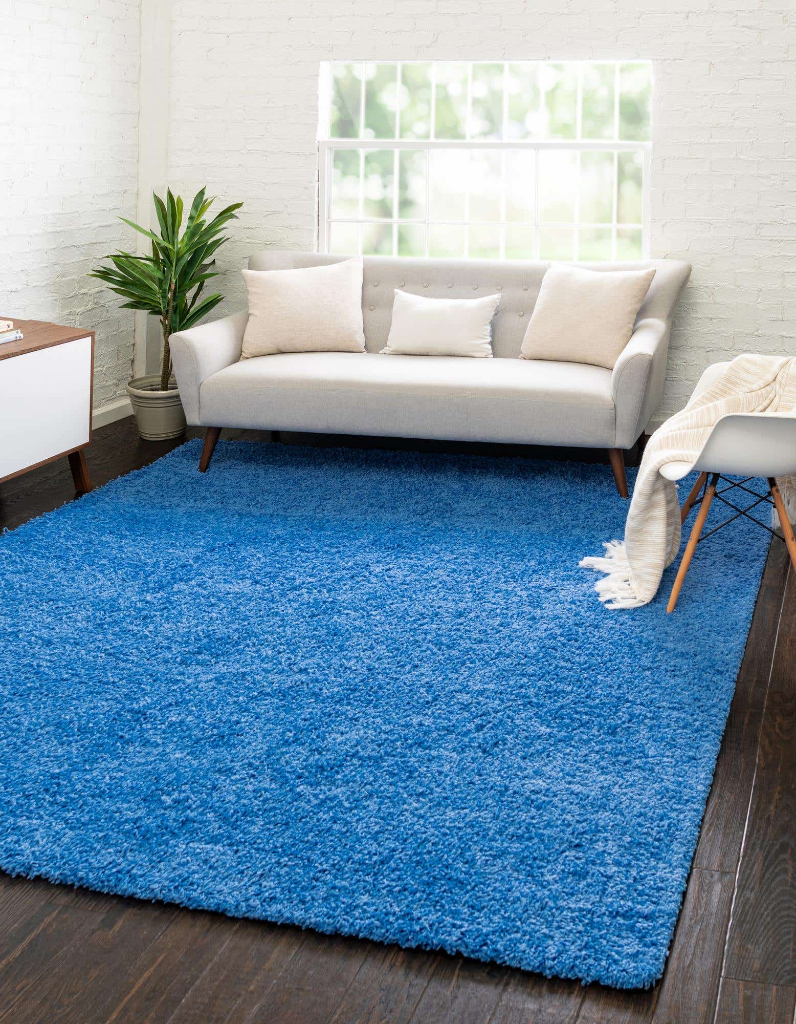 Periwinkle Blue 8' x 8' Solid Shag Square Rug | Rugs.com