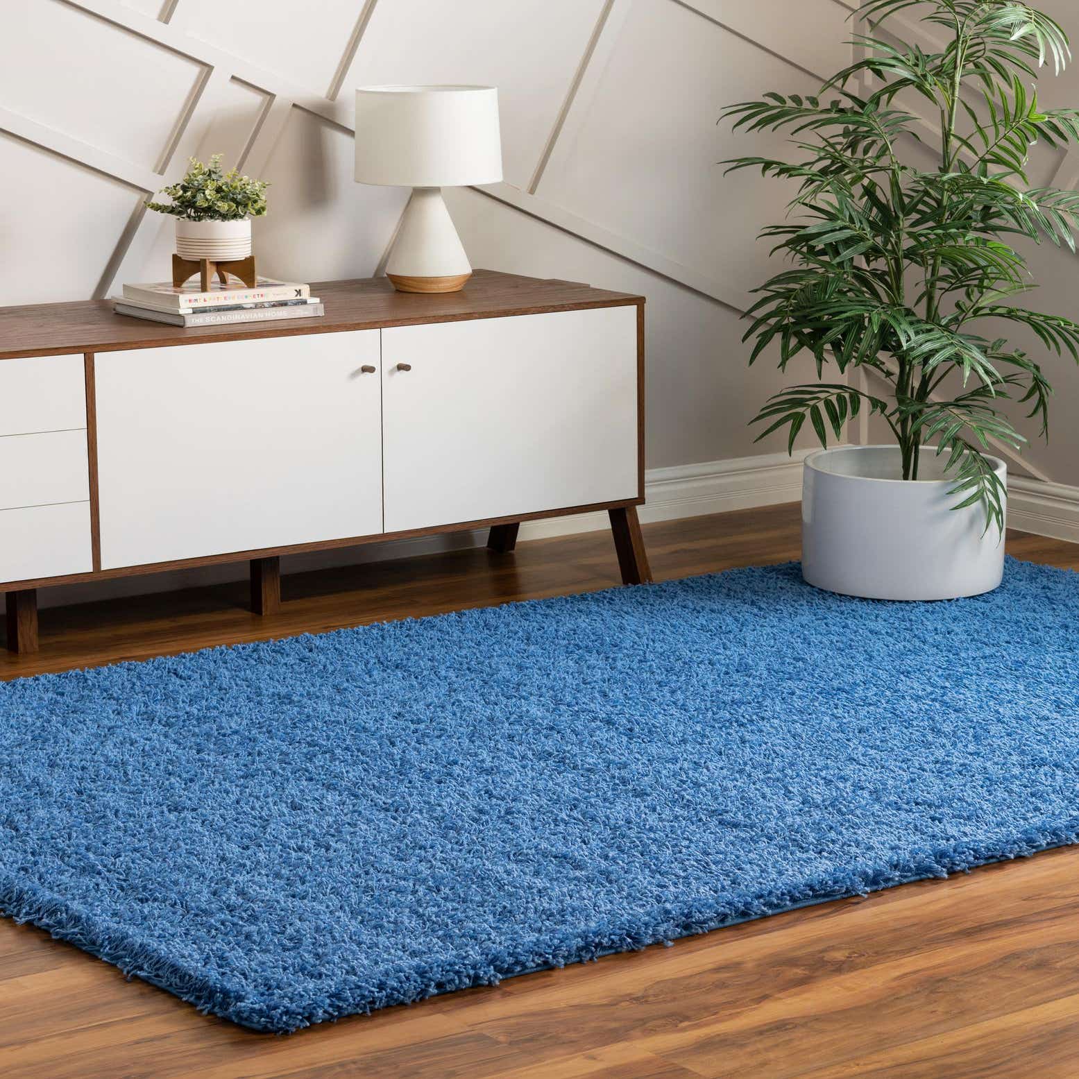 Periwinkle Blue 4' x 6' Solid Shag Rug eSaleRugs