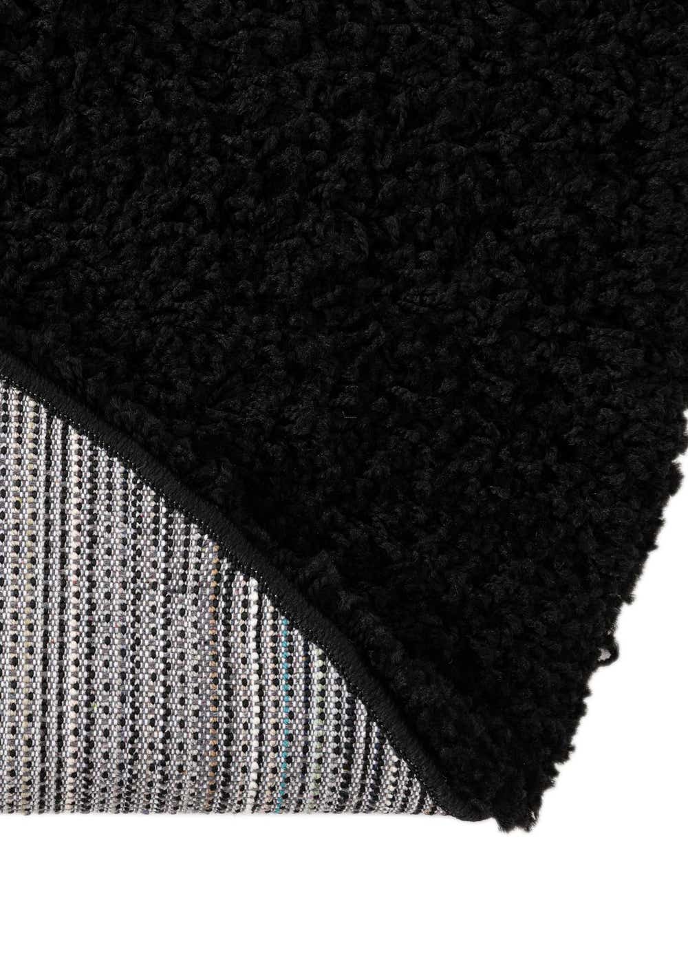 Jet Black 5' x 5' Solid Shag Round Rug