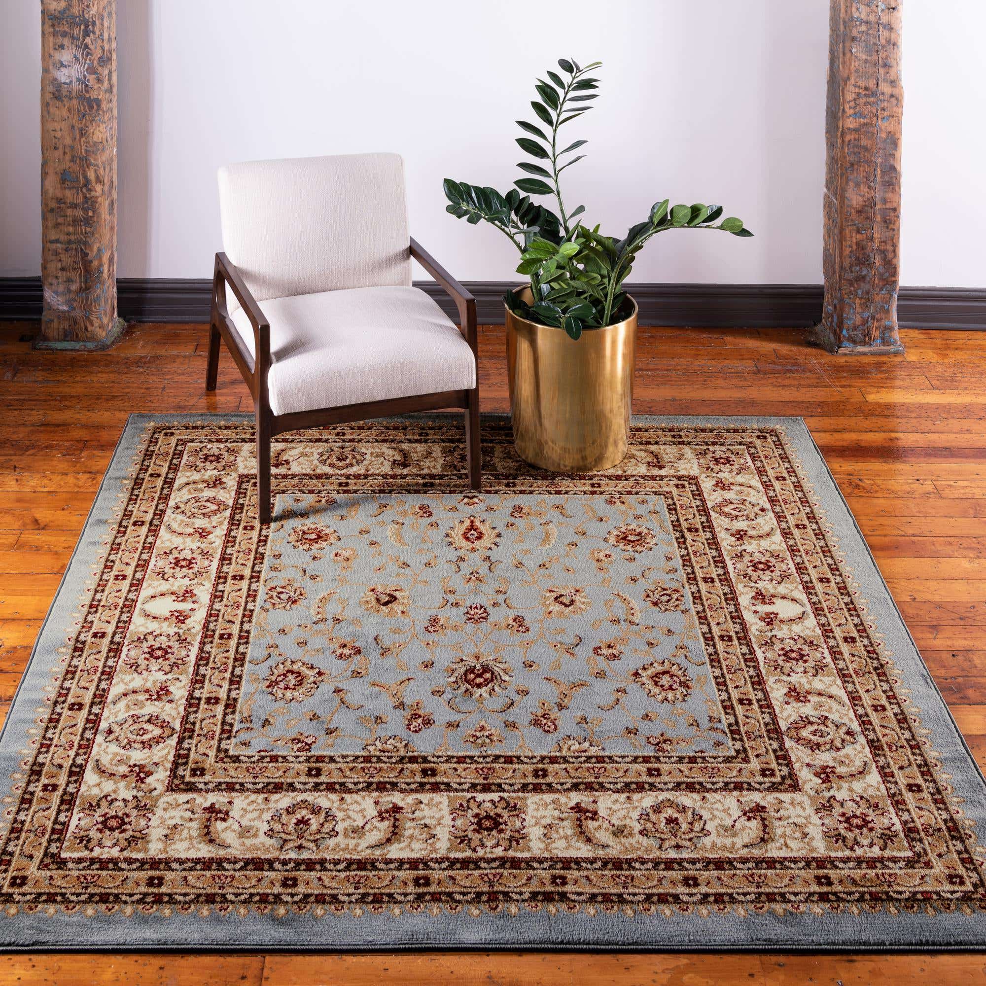 Light Blue 6' x 6' Aditi Square Rug