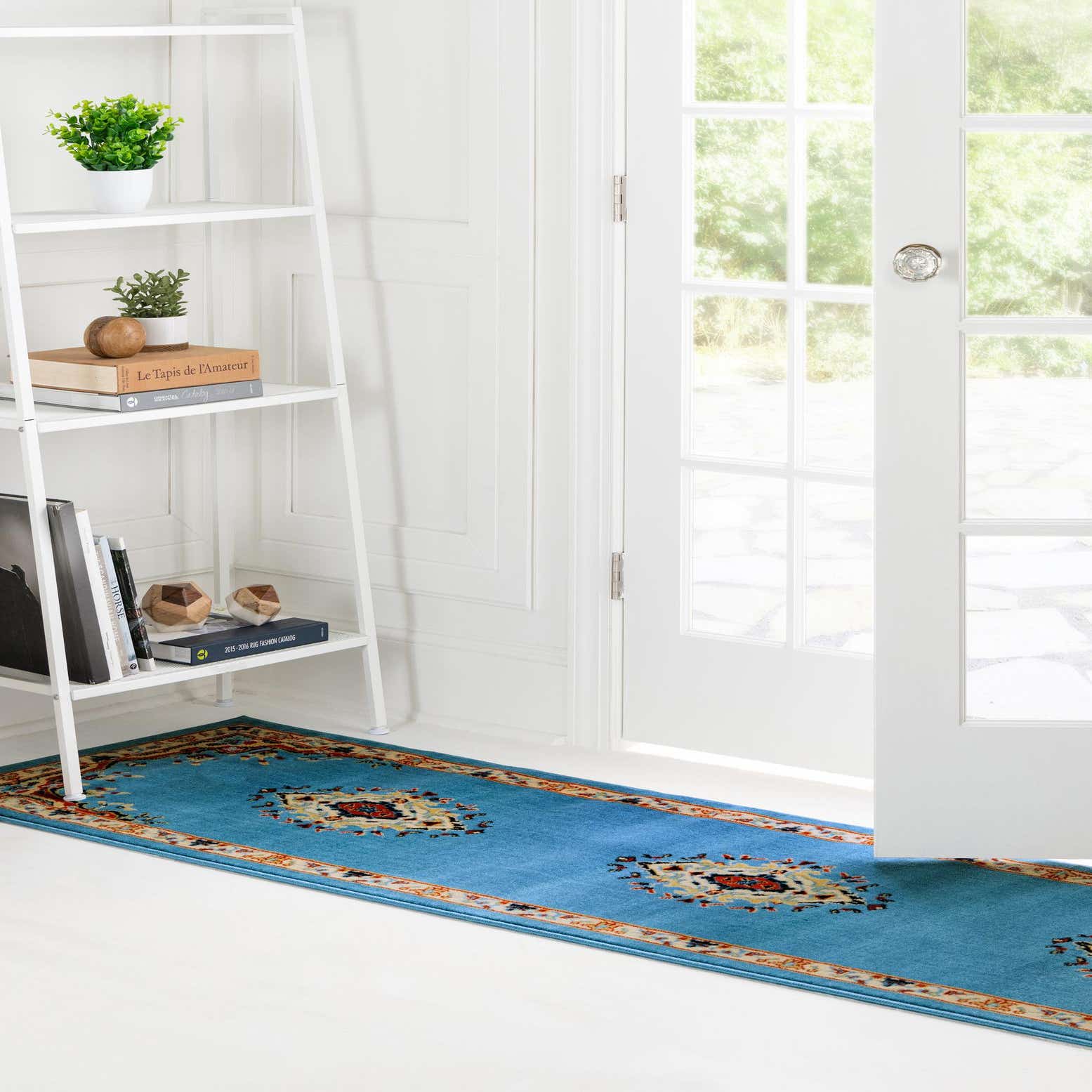 Light Blue 3' x 16' 5 Mashad Design Runner Rug eSaleRugs
